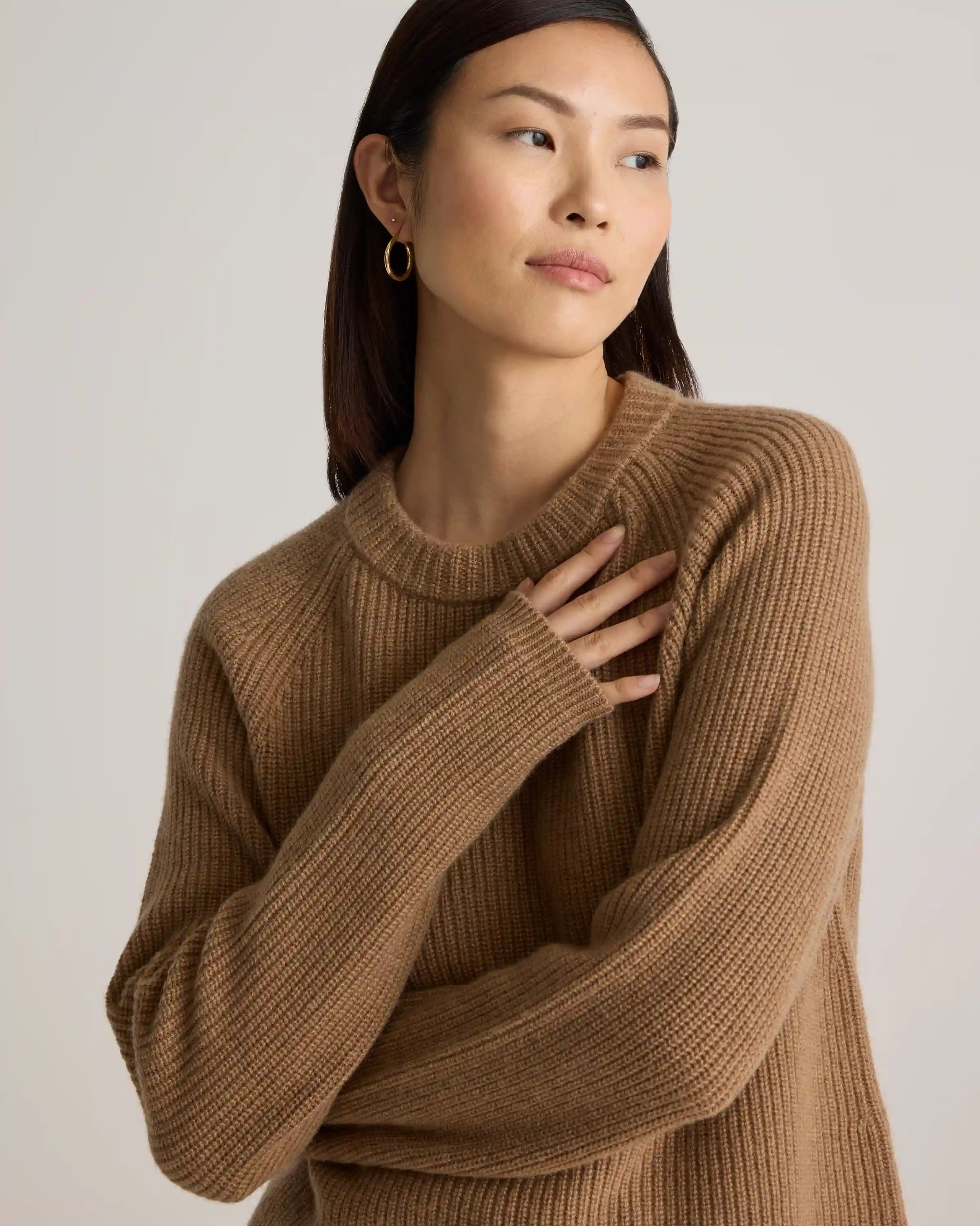 Mongolian Cashmere Fisherman Crewneck Sweater