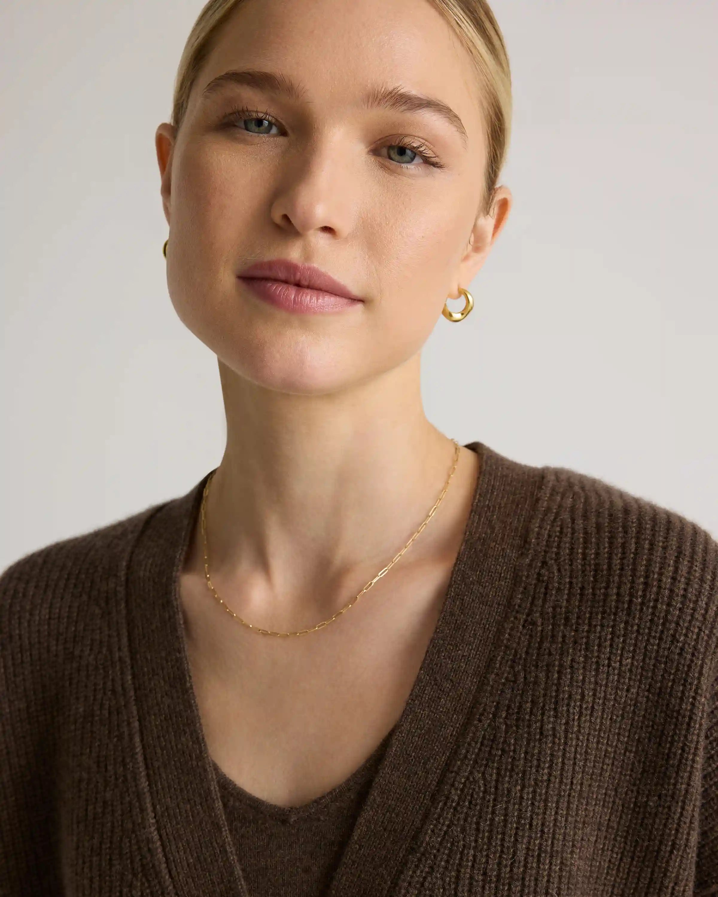 Mongolian Cashmere Fisherman Boxy Cropped Cardigan Sweater