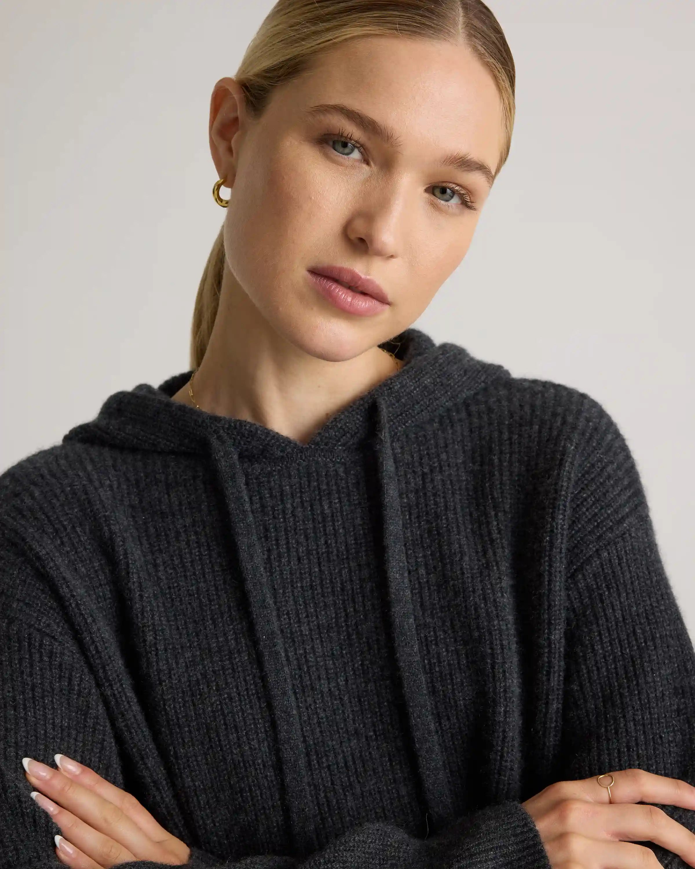 Mongolian Cashmere Fisherman Pullover Hoodie