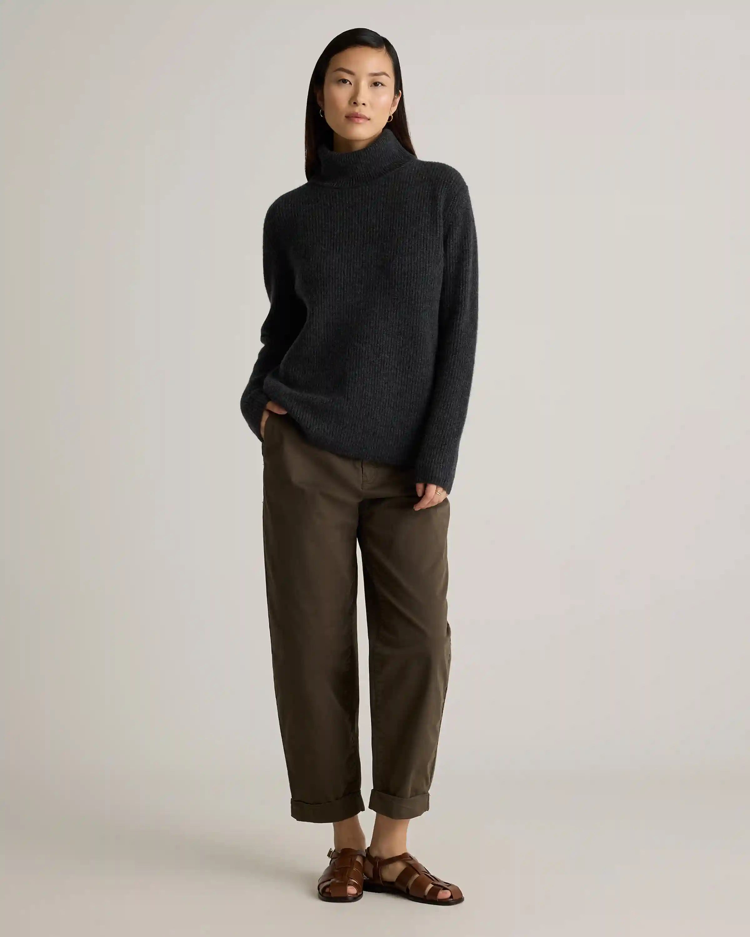Mongolian Cashmere Fisherman Turtleneck Sweater
