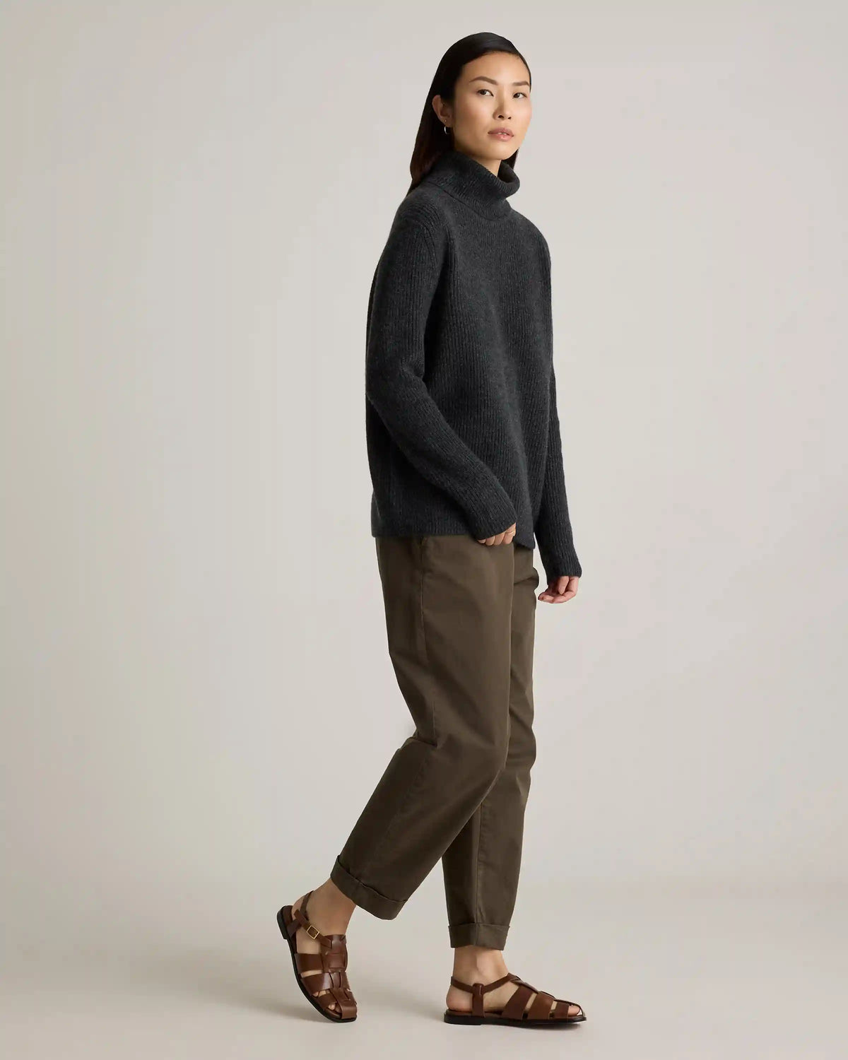 Mongolian Cashmere Fisherman Turtleneck Sweater