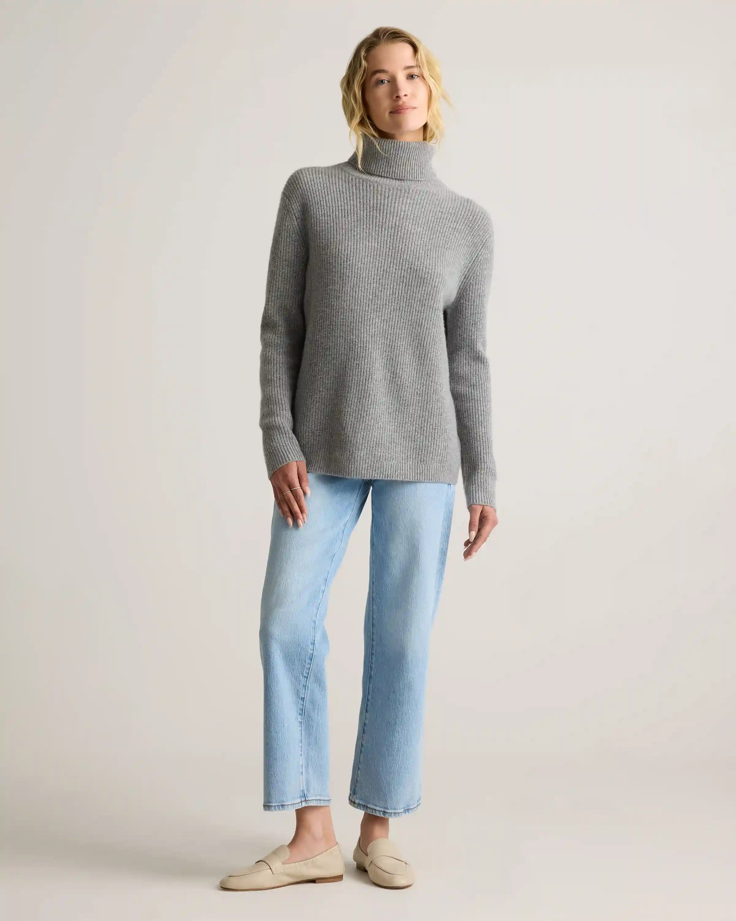 Mongolian Cashmere Fisherman Turtleneck Sweater