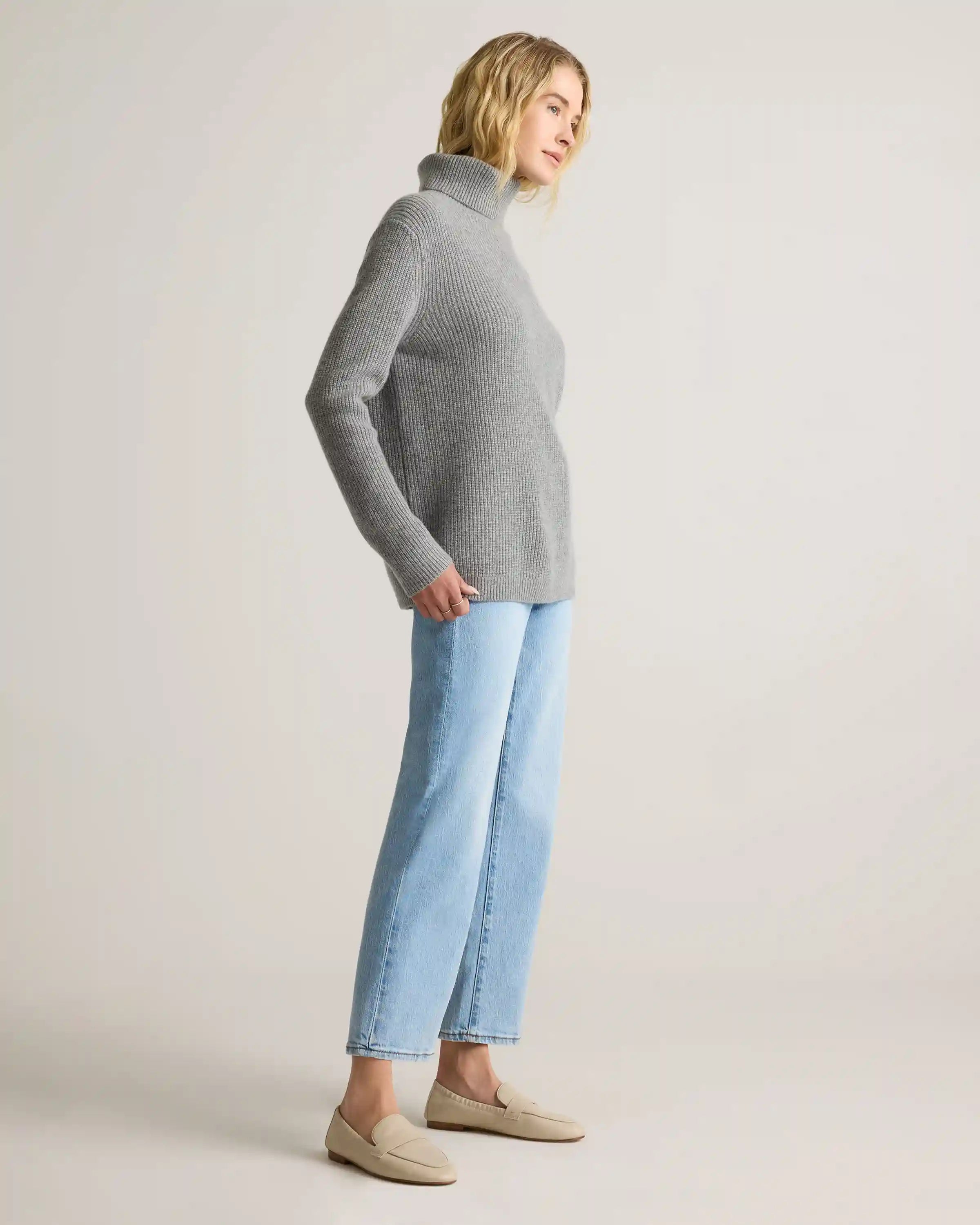 Mongolian Cashmere Fisherman Turtleneck Sweater