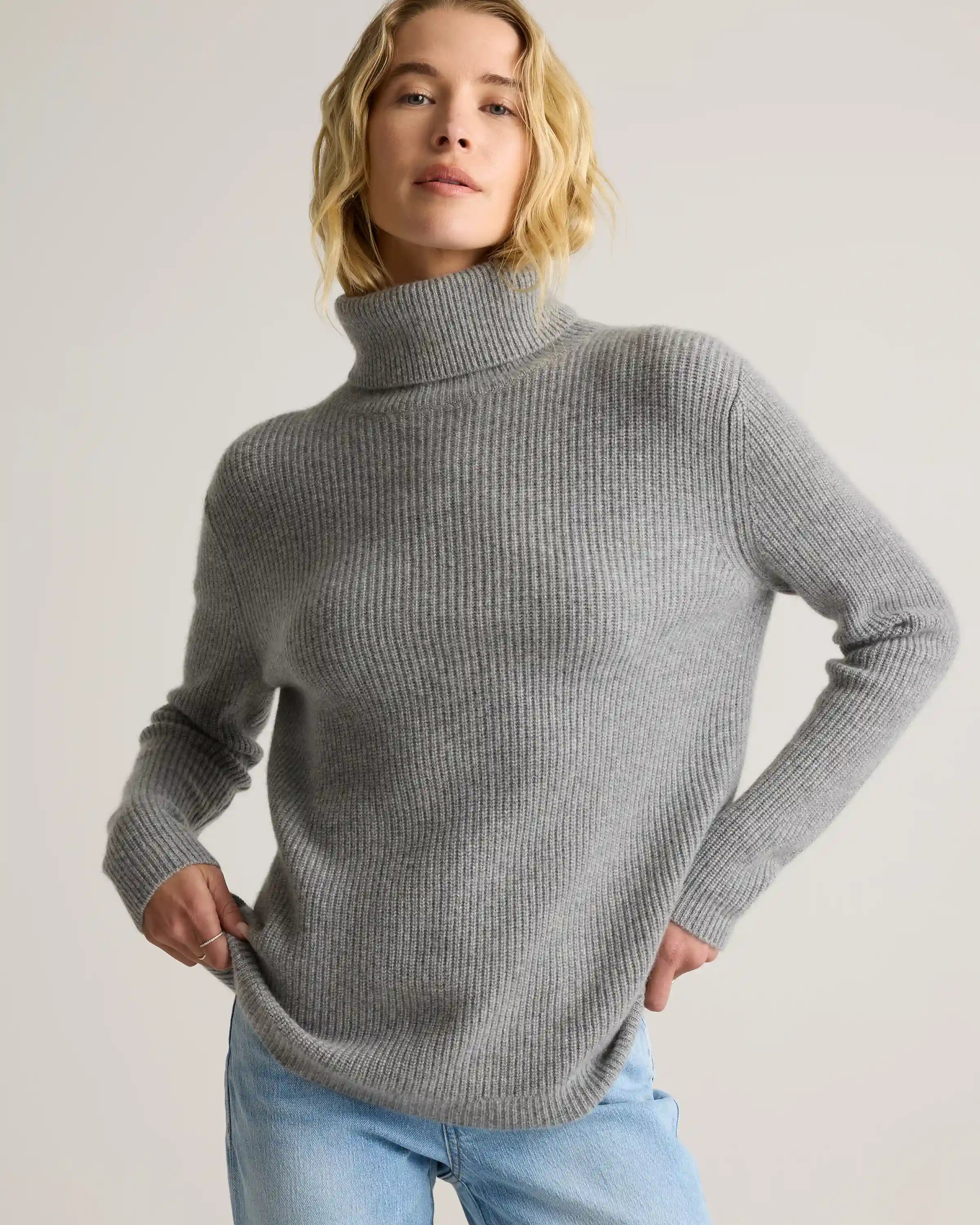 Mongolian Cashmere Fisherman Turtleneck Sweater