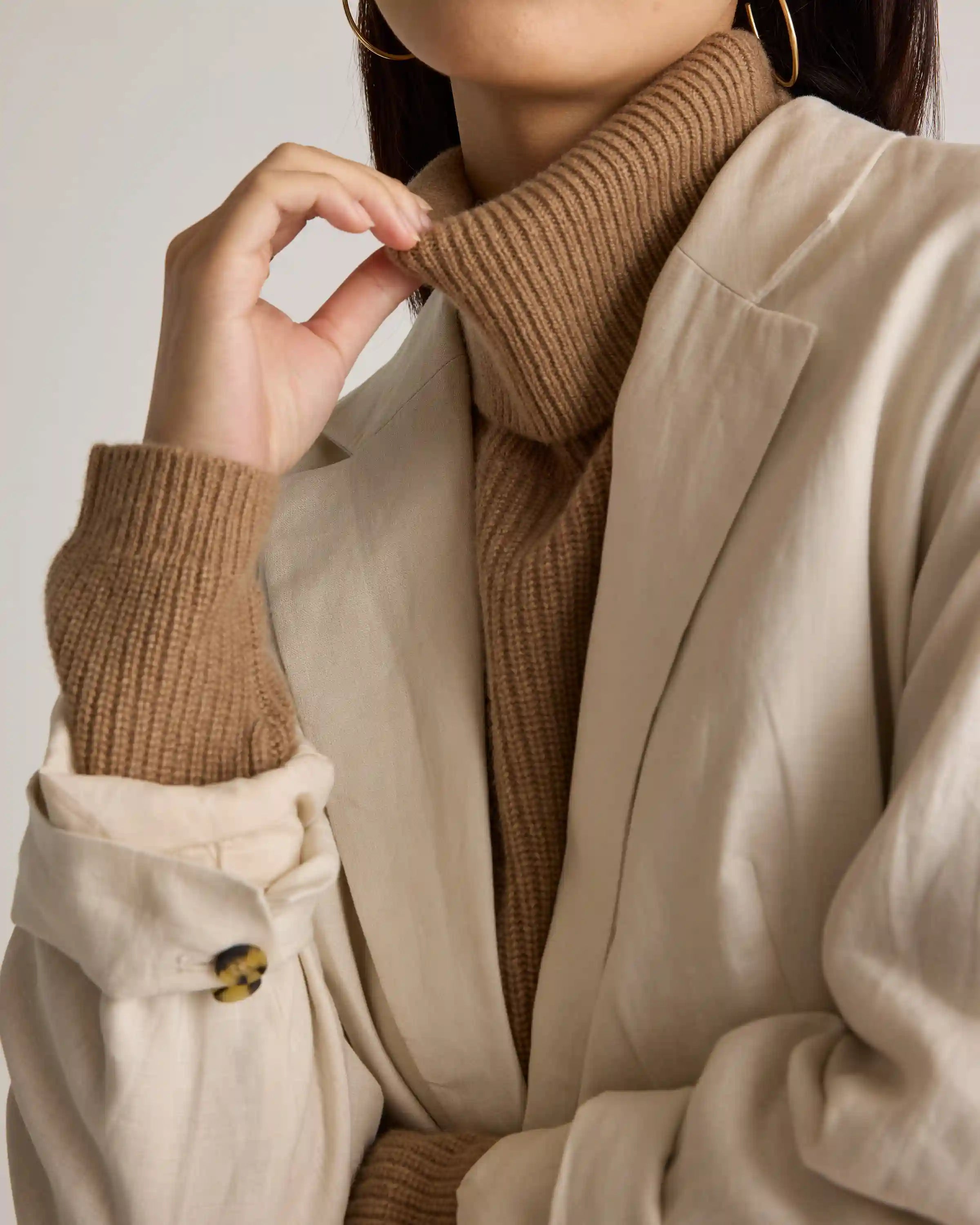 Mongolian Cashmere Fisherman Turtleneck Sweater