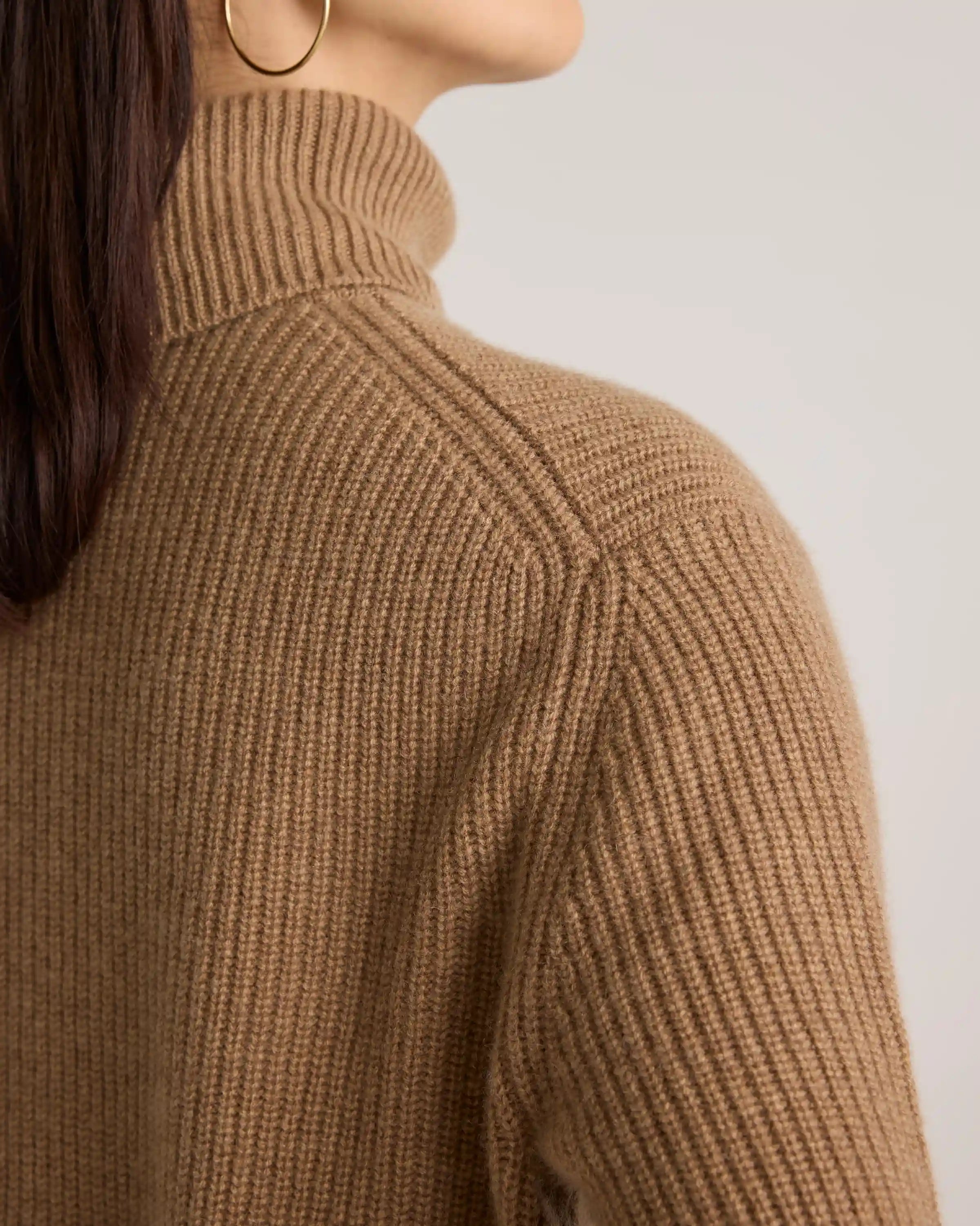 Mongolian Cashmere Fisherman Turtleneck Sweater