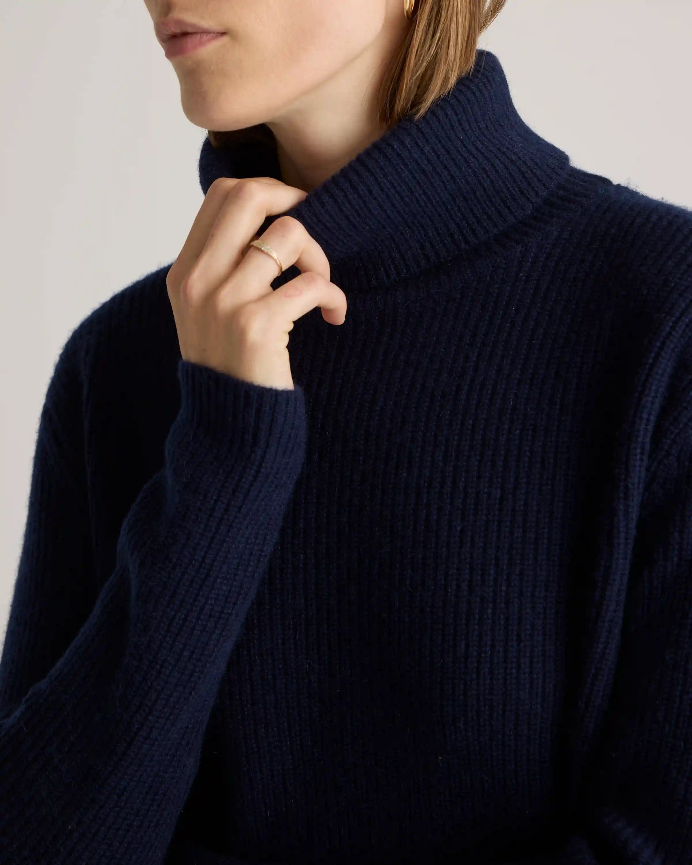 Mongolian Cashmere Fisherman Turtleneck Sweater
