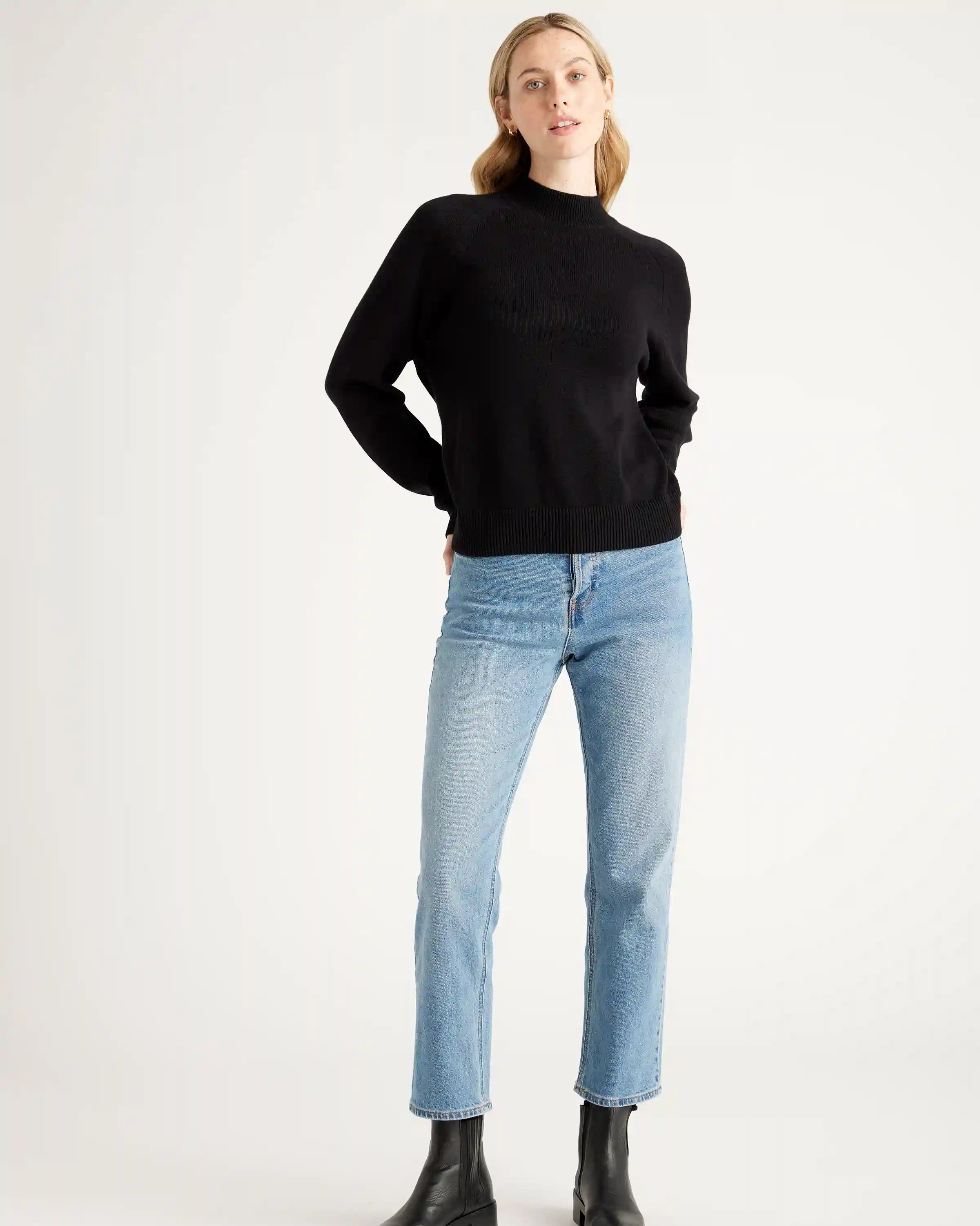 100% Organic Cotton Mock Neck Sweater