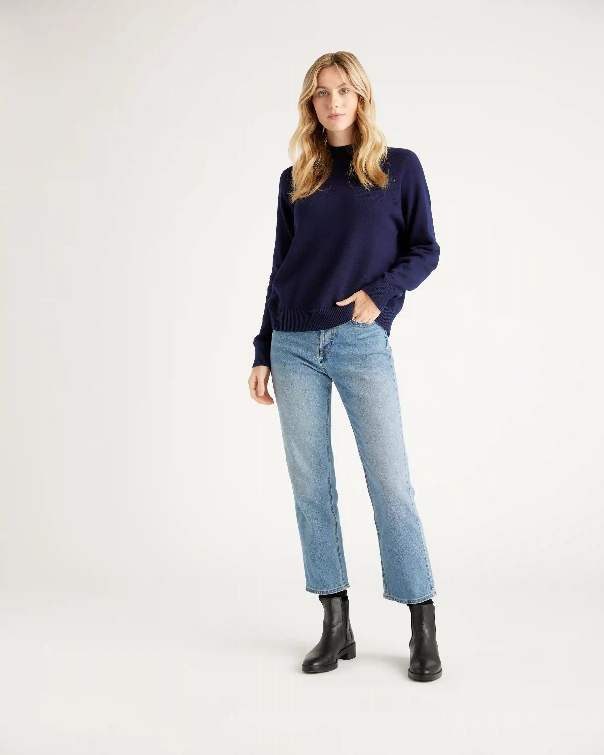 100% Organic Cotton Mock Neck Sweater