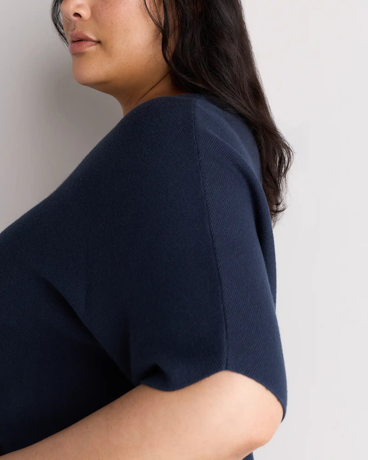 Lightweight Cotton Cashmere Link-Stitch Dolman Sweater