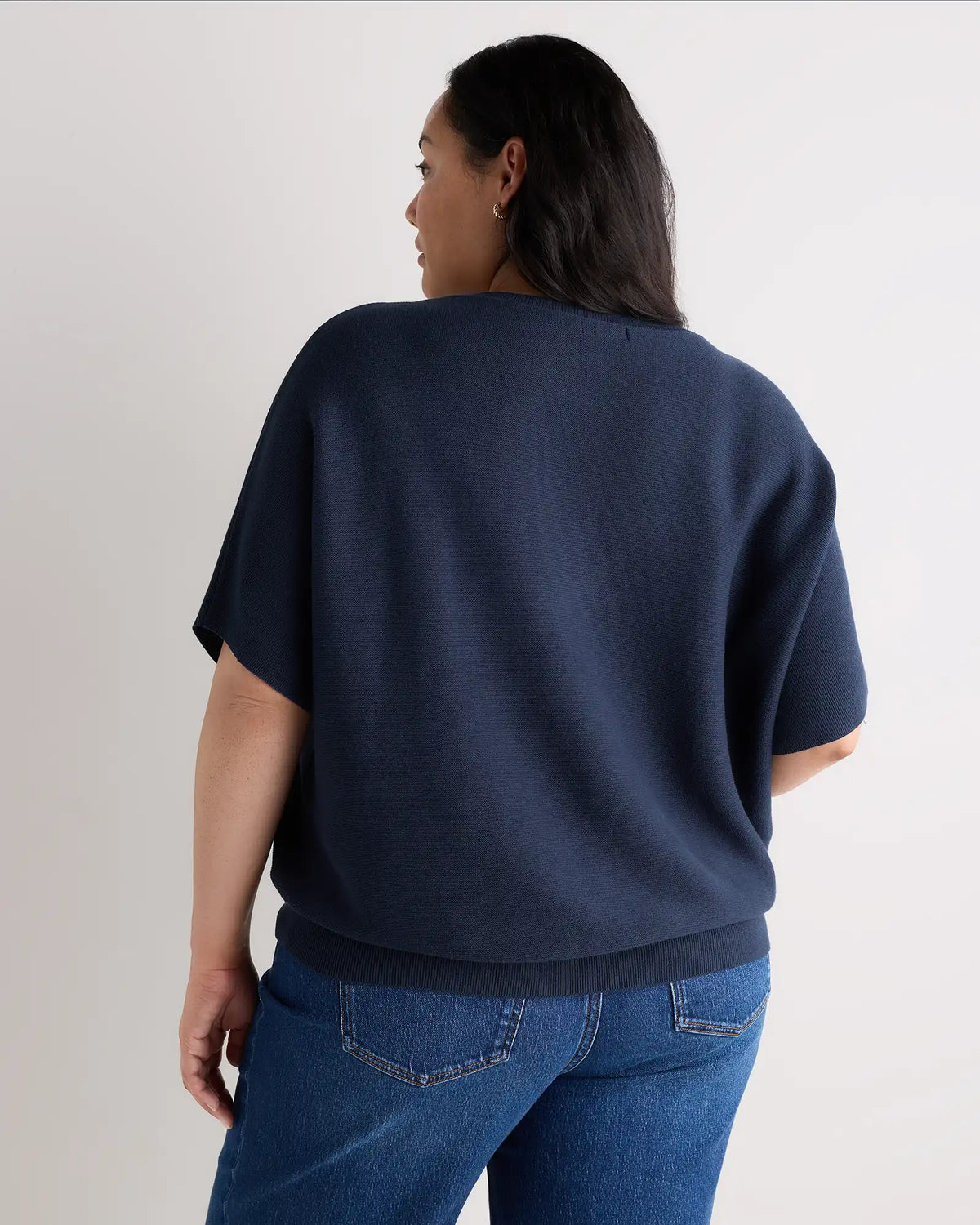 Lightweight Cotton Cashmere Link-Stitch Dolman Sweater