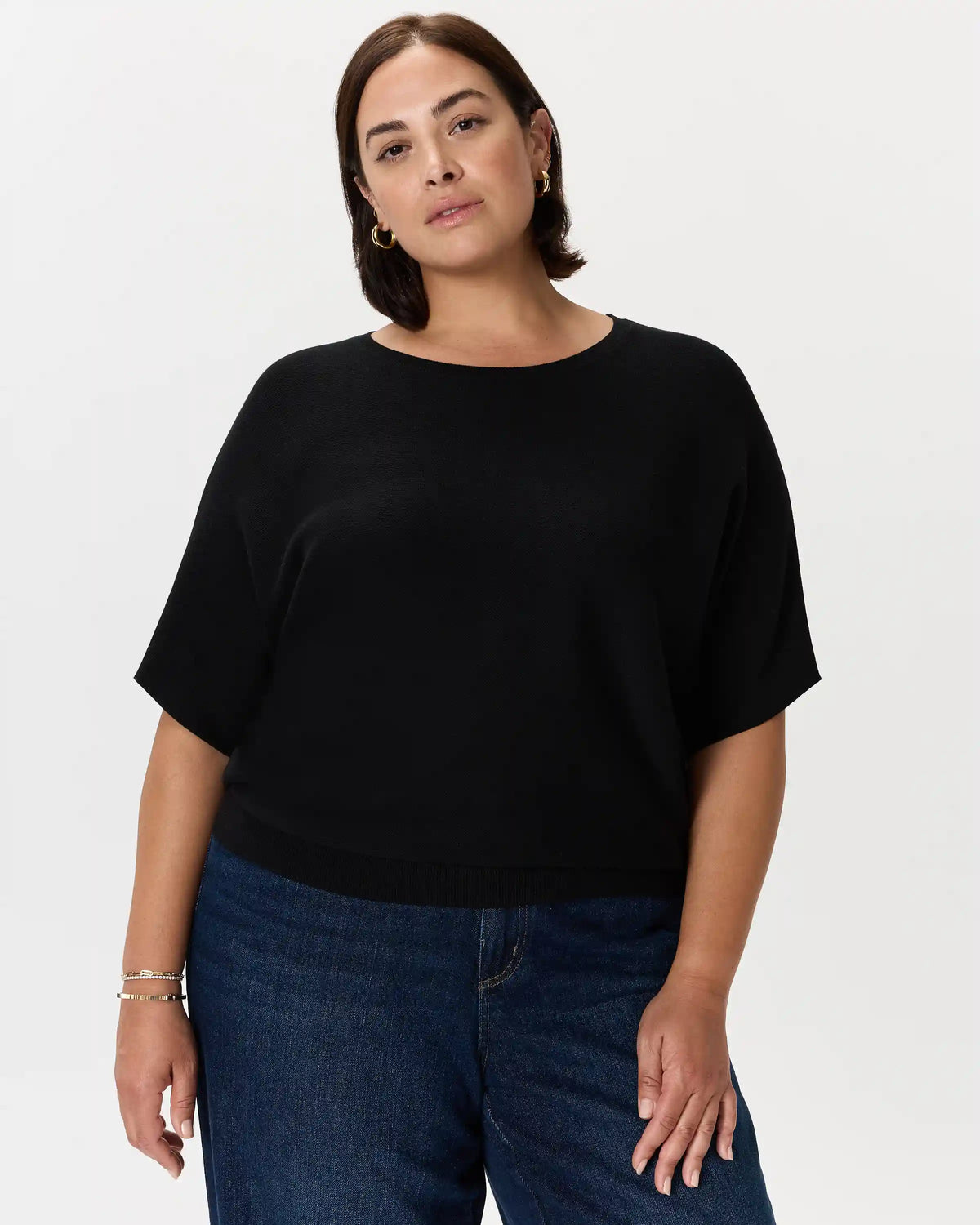 Lightweight Cotton Cashmere Link-Stitch Dolman Sweater