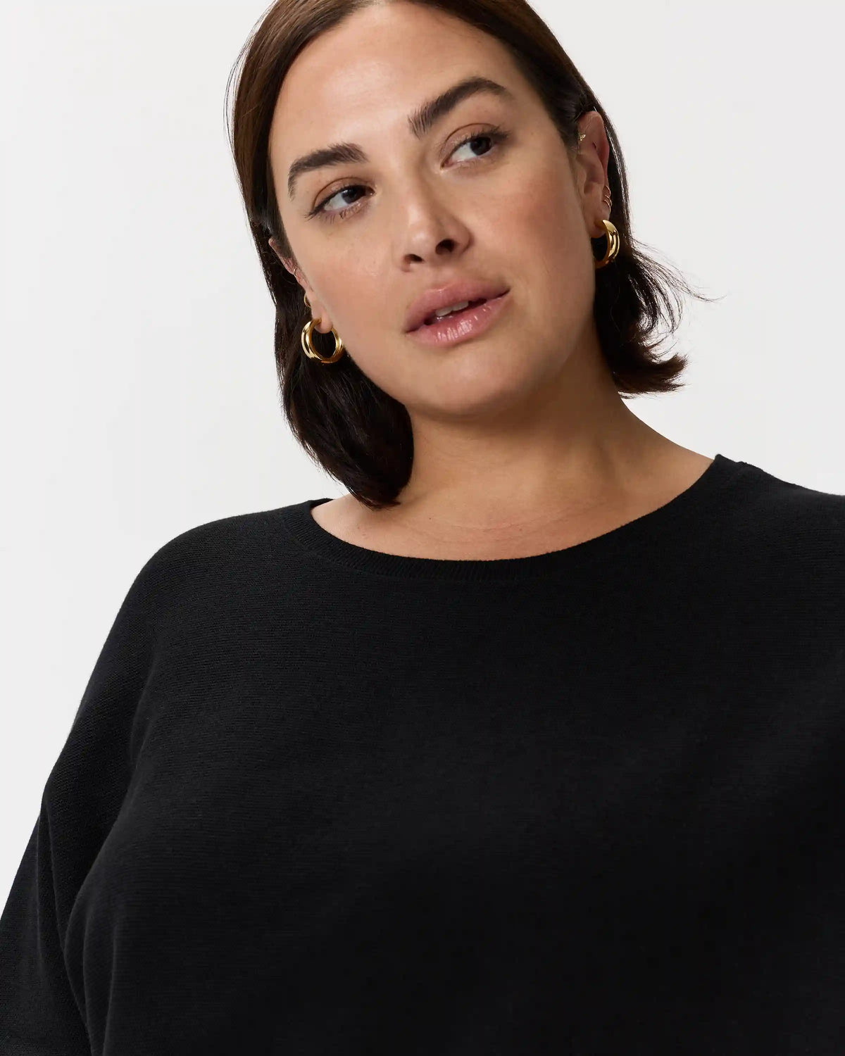 Lightweight Cotton Cashmere Link-Stitch Dolman Sweater