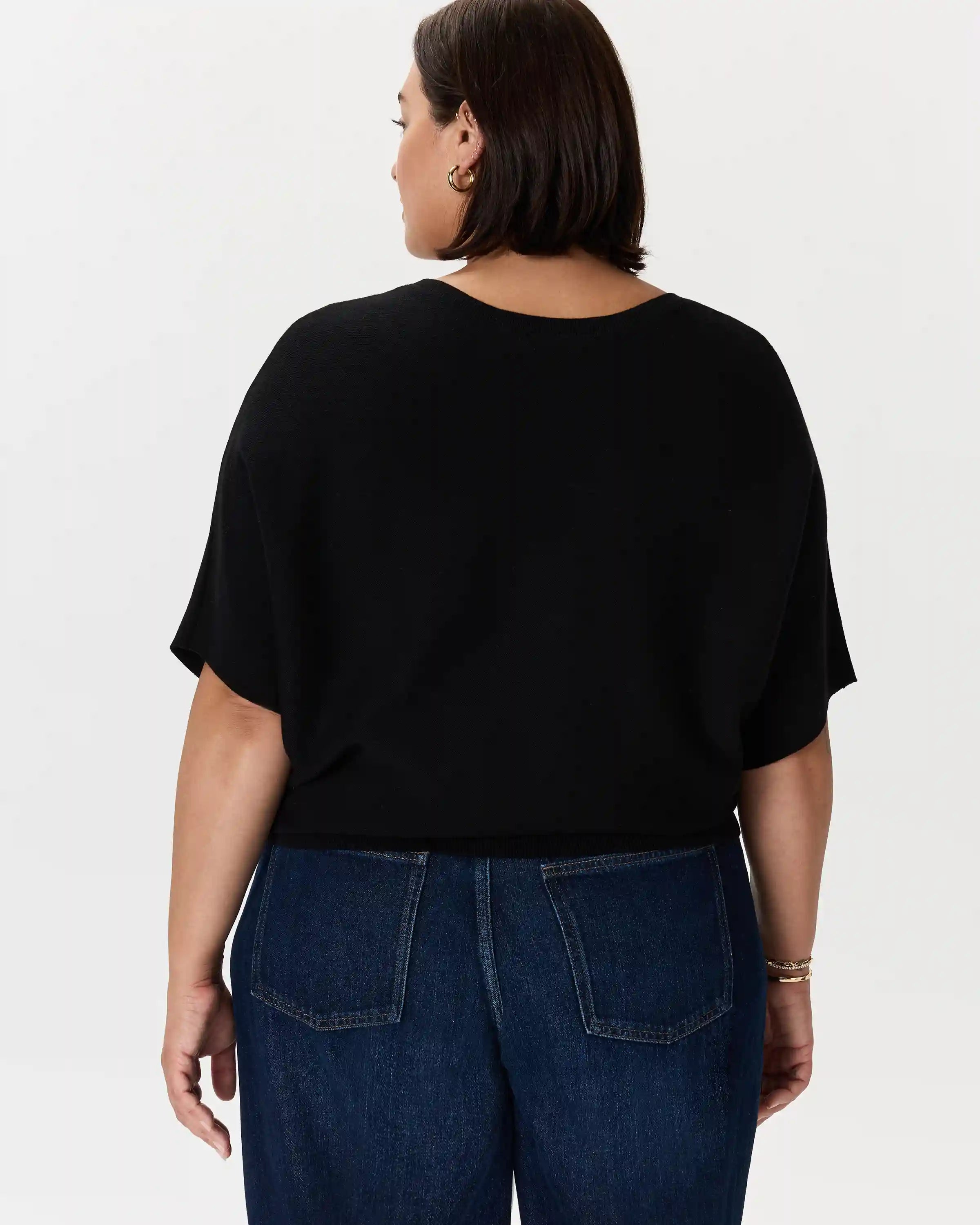 Lightweight Cotton Cashmere Link-Stitch Dolman Sweater