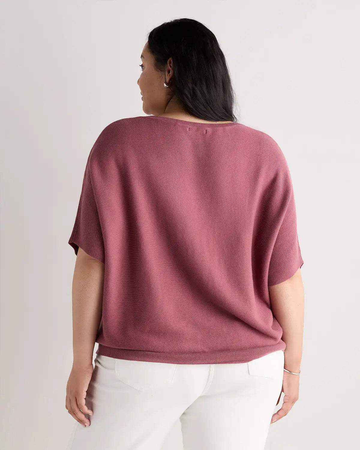 Lightweight Cotton Cashmere Link-Stitch Dolman Sweater