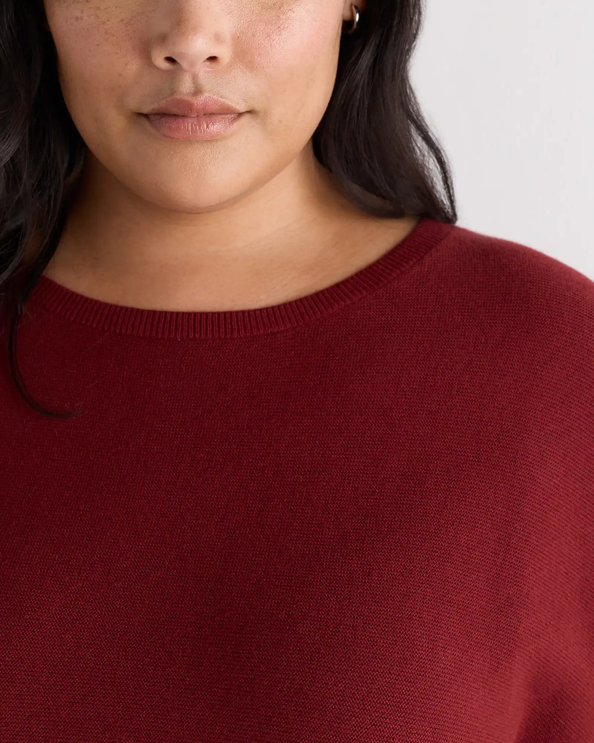 Lightweight Cotton Cashmere Link-Stitch Dolman Sweater