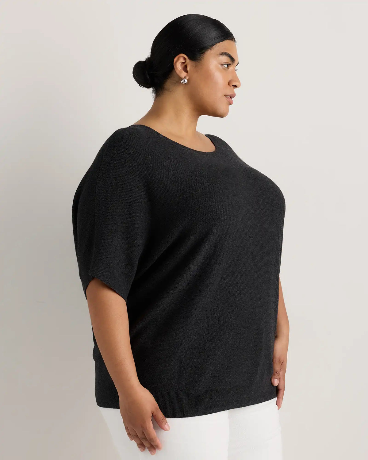 Lightweight Cotton Cashmere Link-Stitch Dolman Sweater