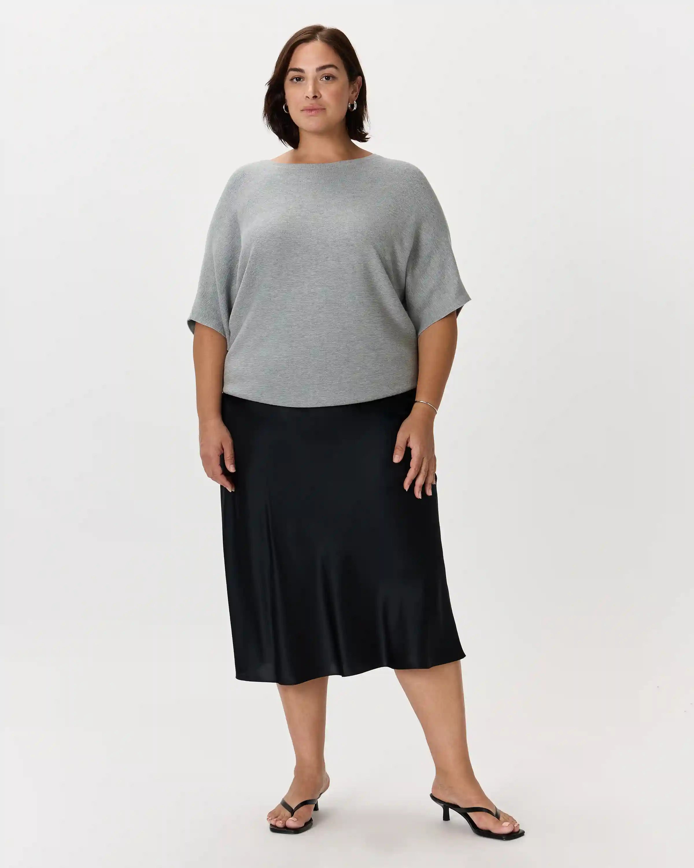 Lightweight Cotton Cashmere Link-Stitch Dolman Sweater