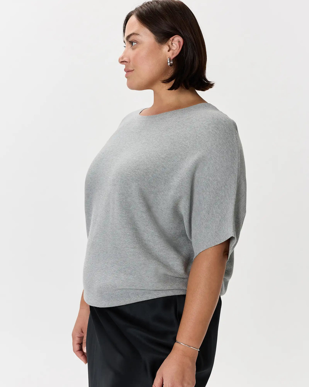 Lightweight Cotton Cashmere Link-Stitch Dolman Sweater