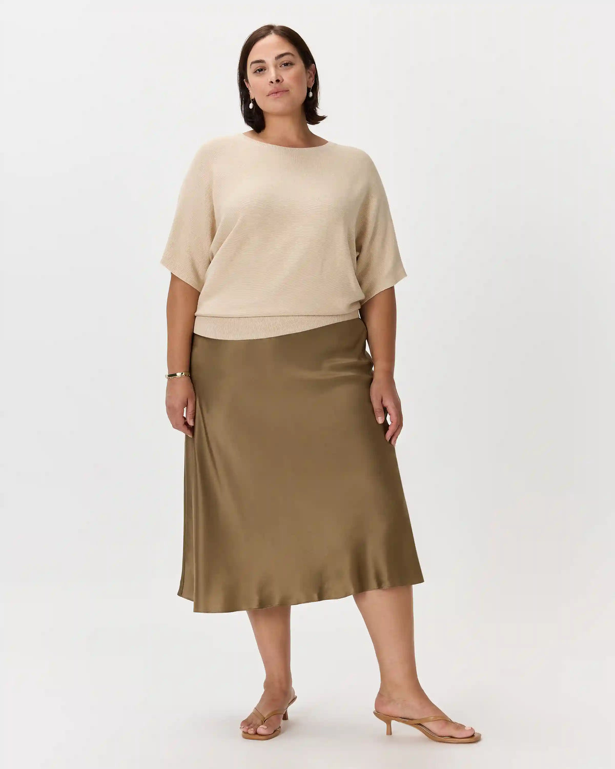 Lightweight Cotton Cashmere Link-Stitch Dolman Sweater