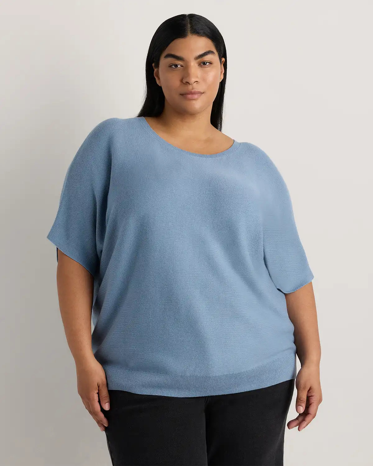 Lightweight Cotton Cashmere Link-Stitch Dolman Sweater
