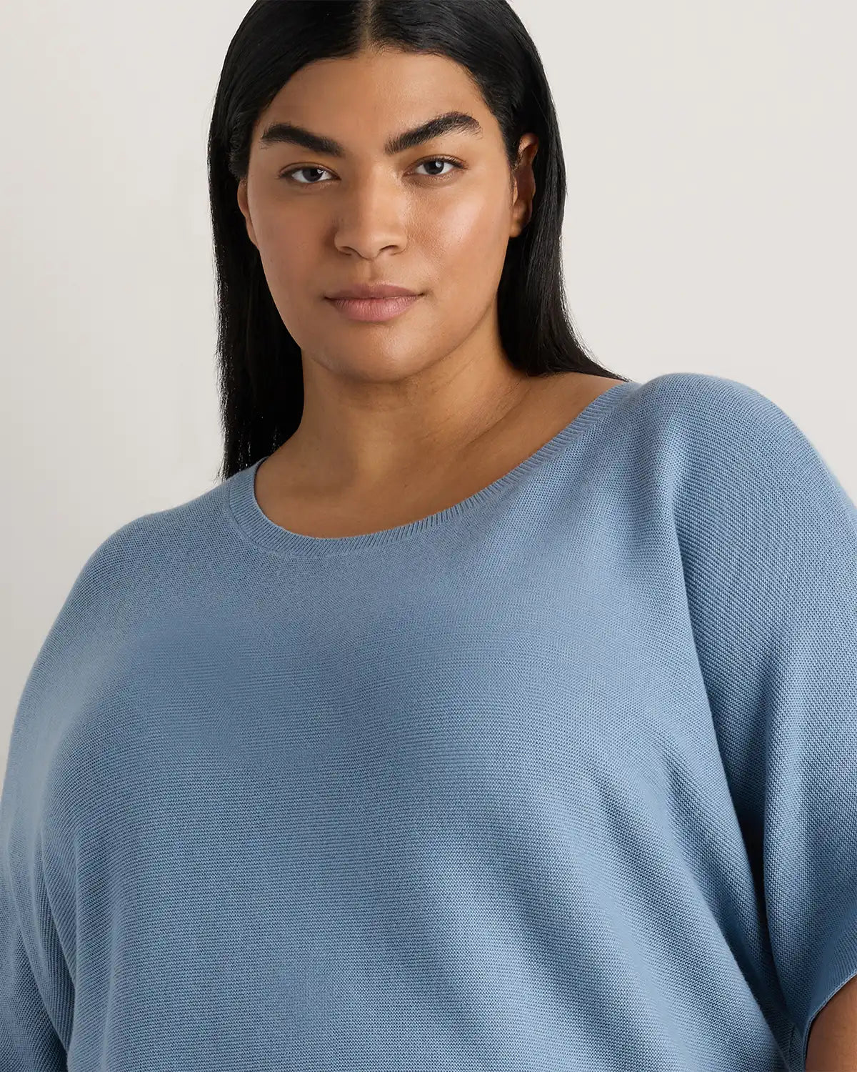 Lightweight Cotton Cashmere Link-Stitch Dolman Sweater