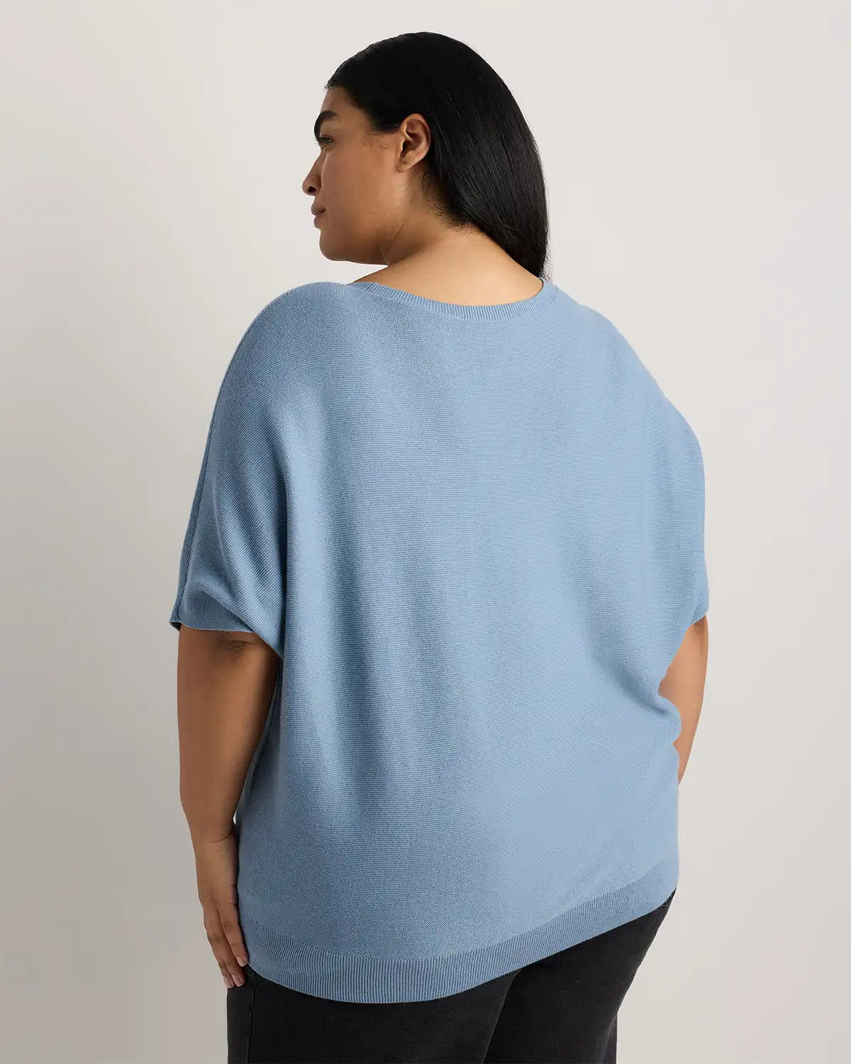Lightweight Cotton Cashmere Link-Stitch Dolman Sweater