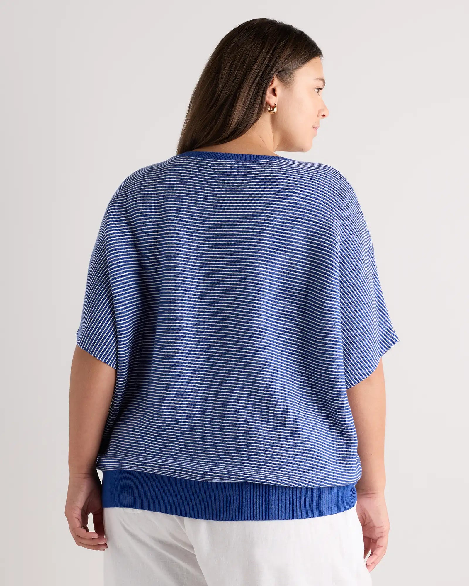 Lightweight Cotton Cashmere Link-Stitch Dolman Sweater