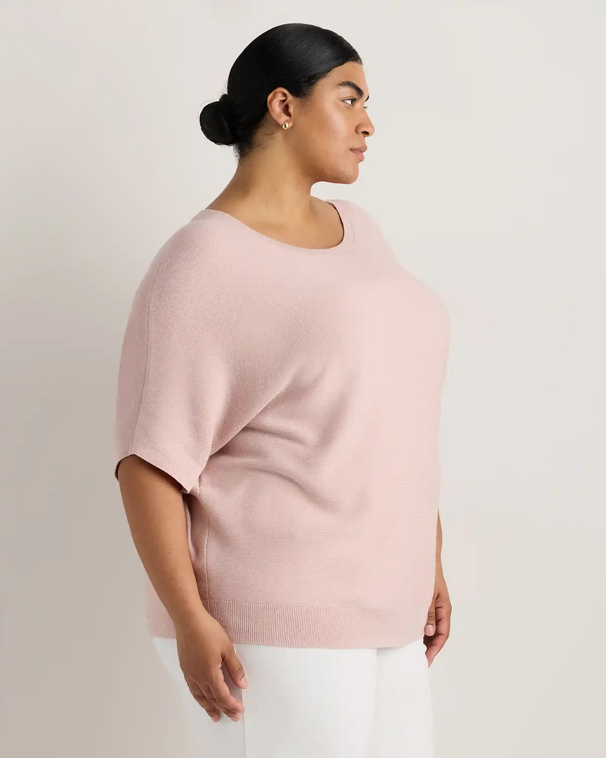 Lightweight Cotton Cashmere Link-Stitch Dolman Sweater