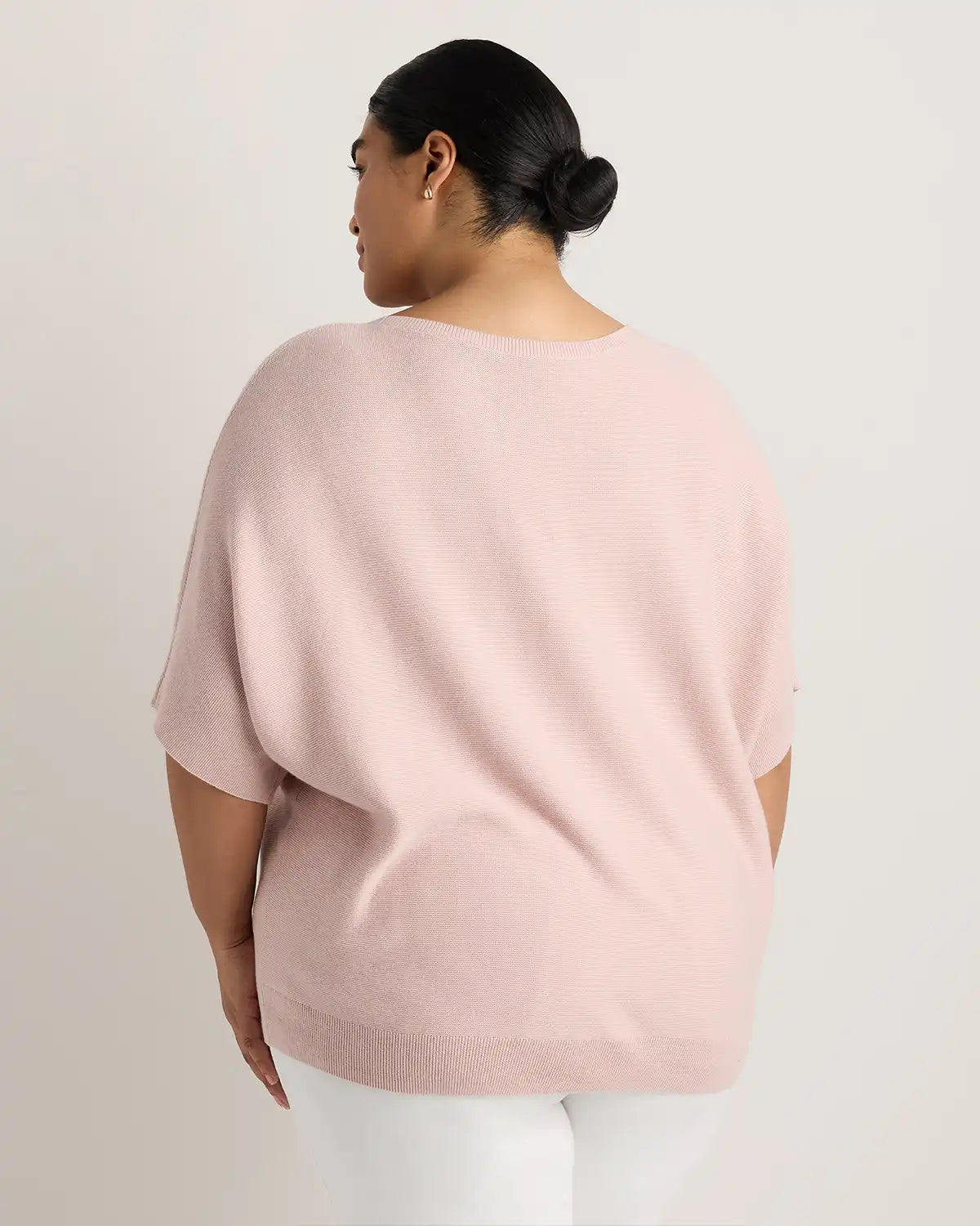 Lightweight Cotton Cashmere Link-Stitch Dolman Sweater
