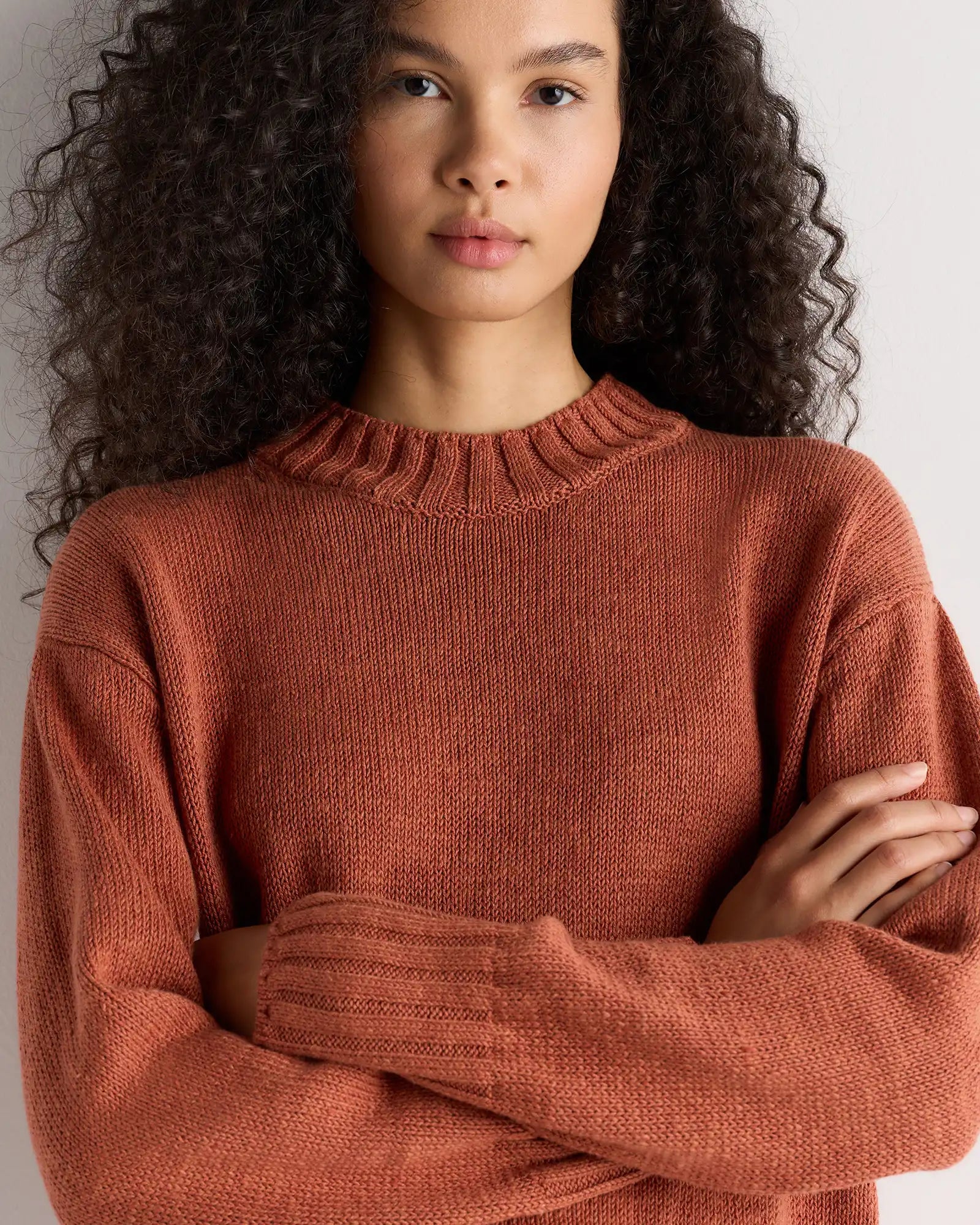Cotton Linen Relaxed Crew Sweater