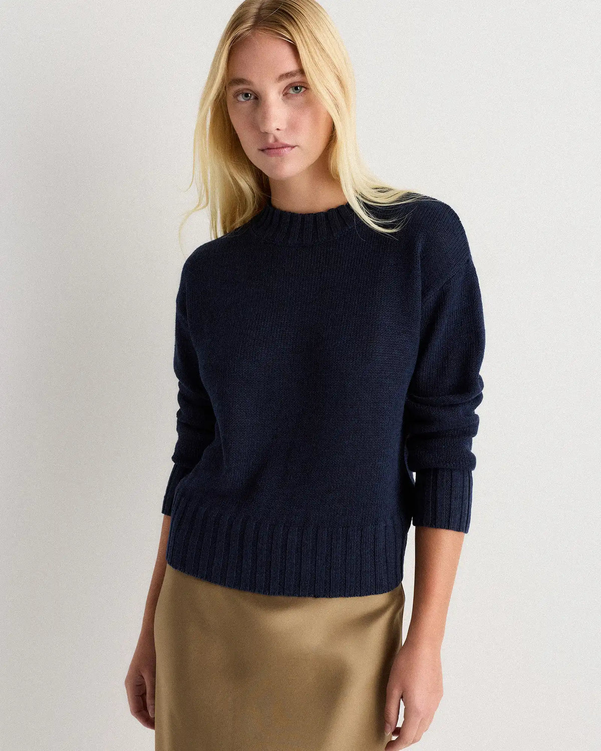 Cotton Linen Relaxed Crew Sweater