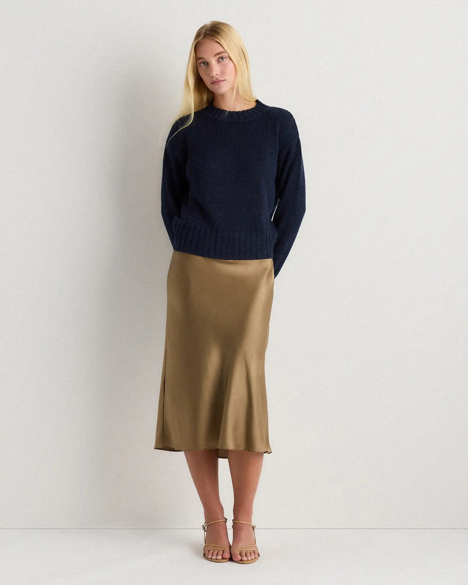Cotton Linen Relaxed Crew Sweater