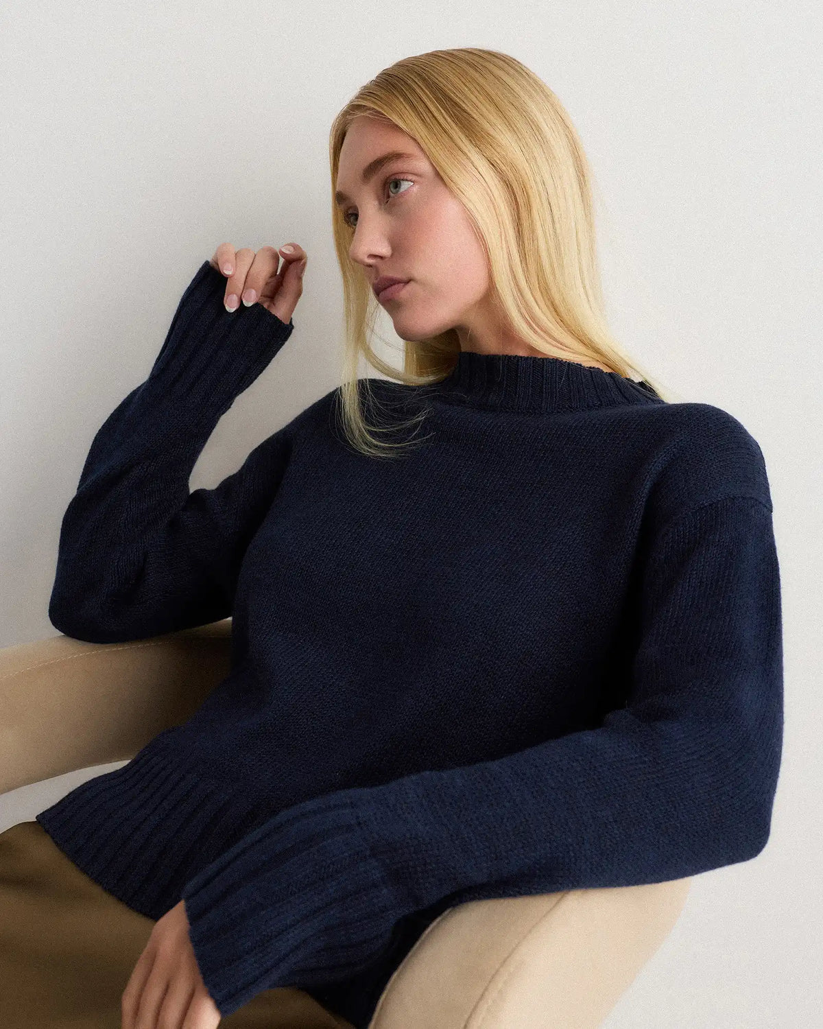 Cotton Linen Relaxed Crew Sweater