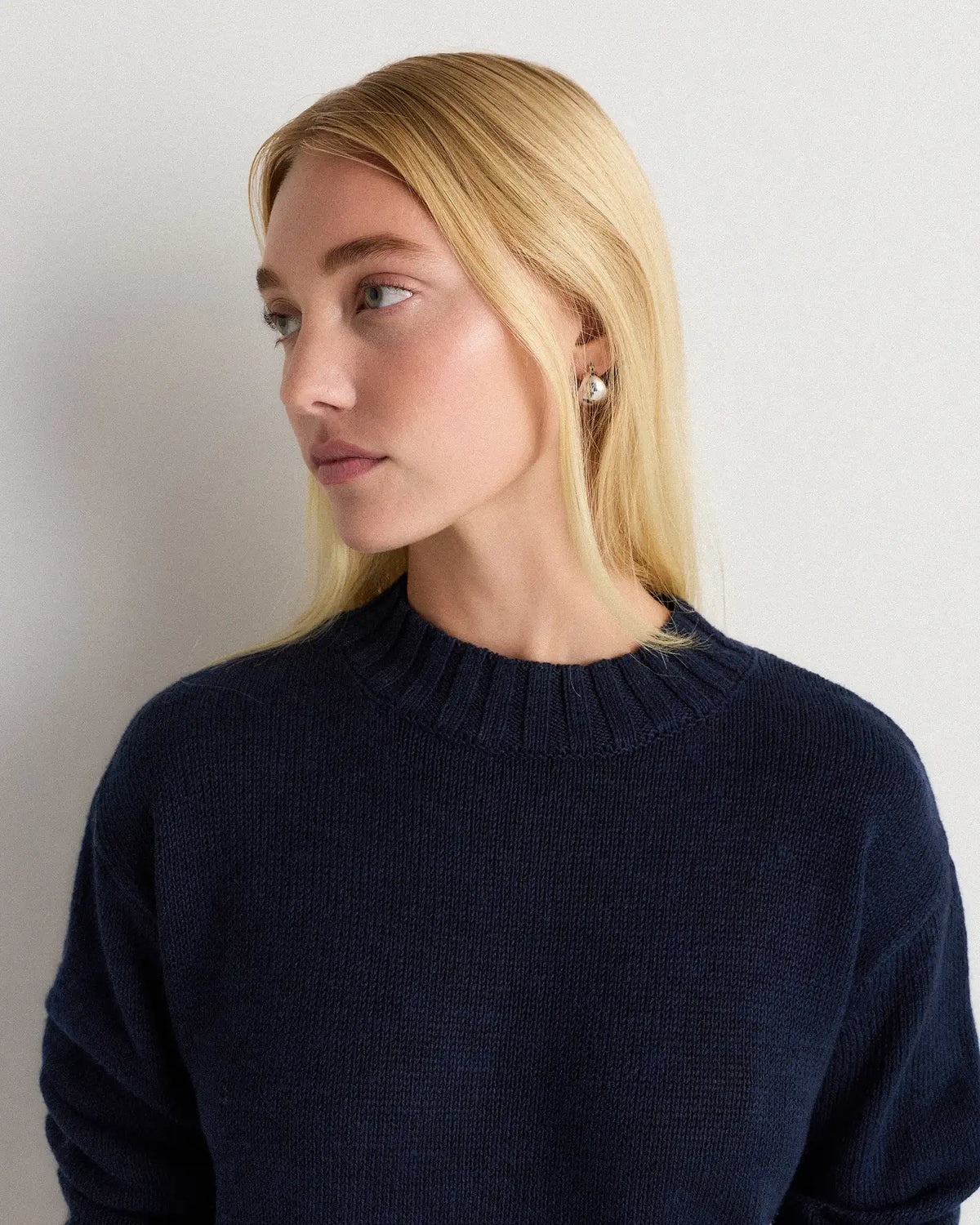 Cotton Linen Relaxed Crew Sweater