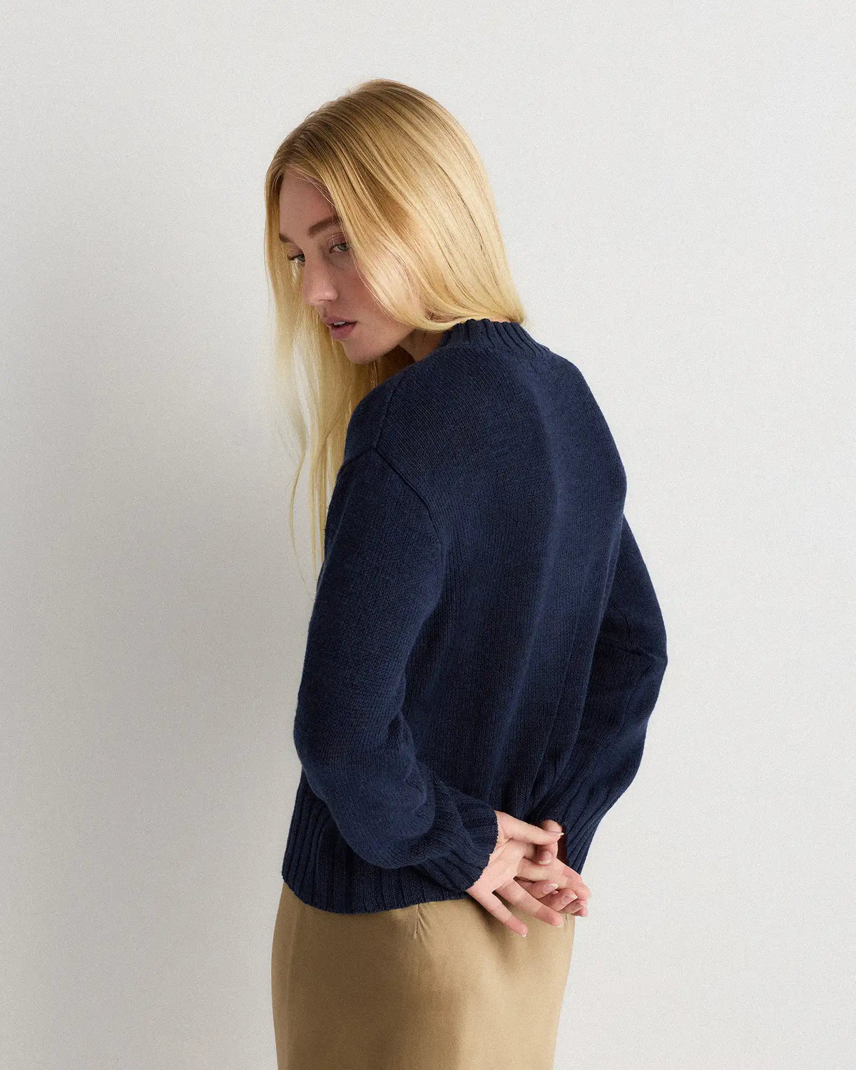 Cotton Linen Relaxed Crew Sweater