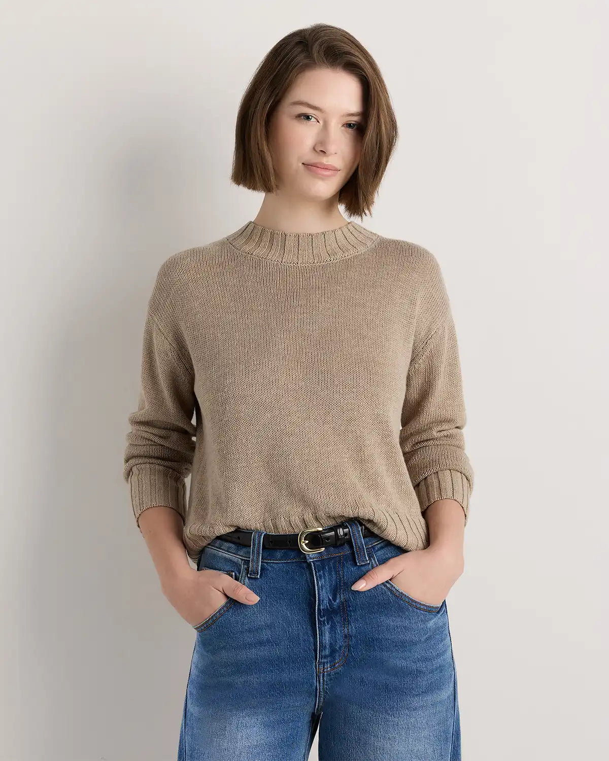 Cotton Linen Relaxed Crew Sweater