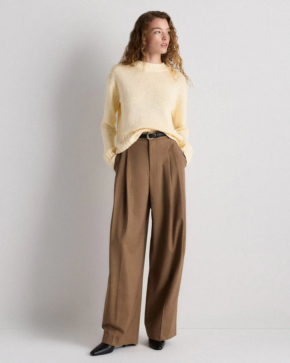 Cotton Linen Relaxed Crew Sweater