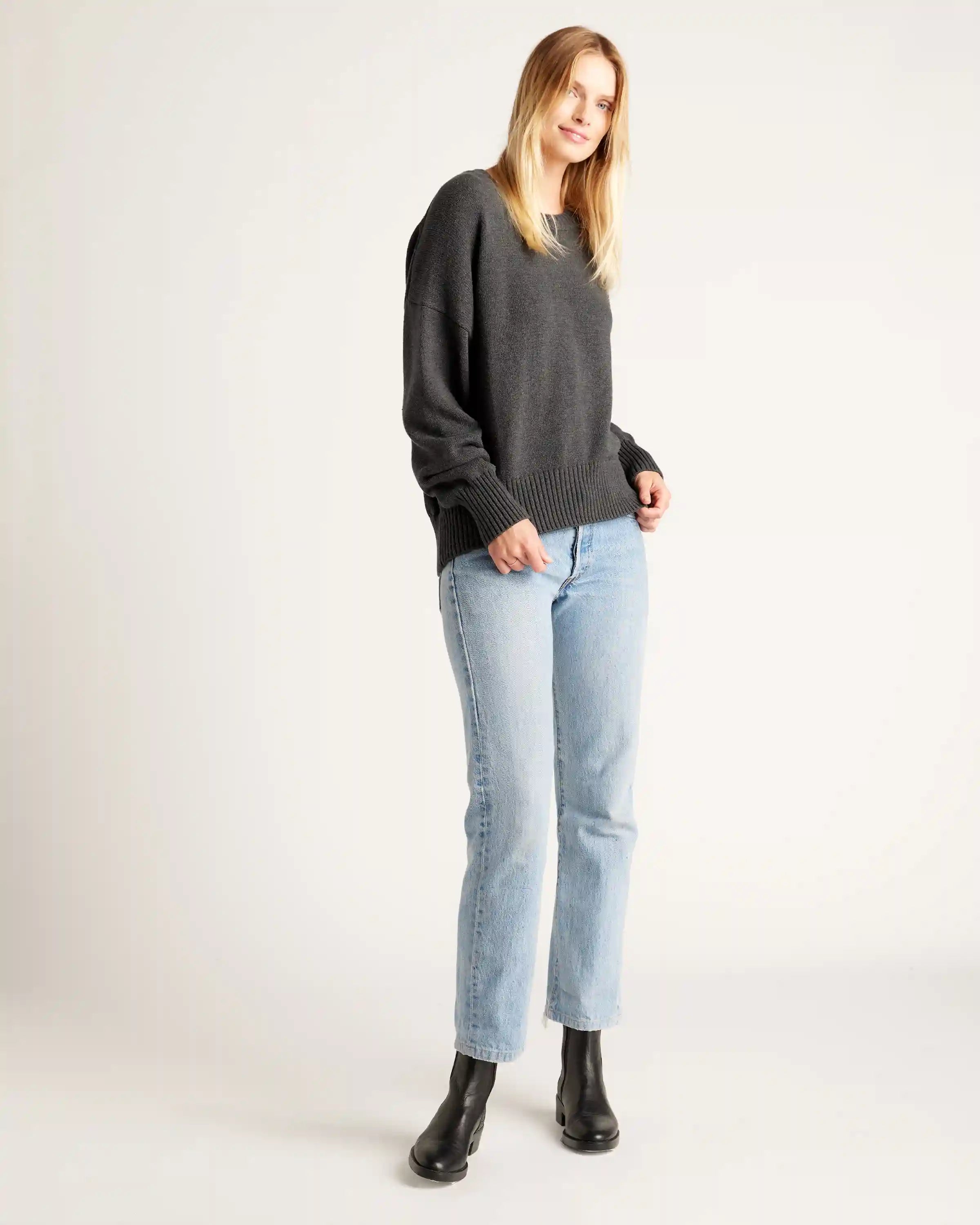 100% Organic Cotton Boyfriend Crew Sweater
