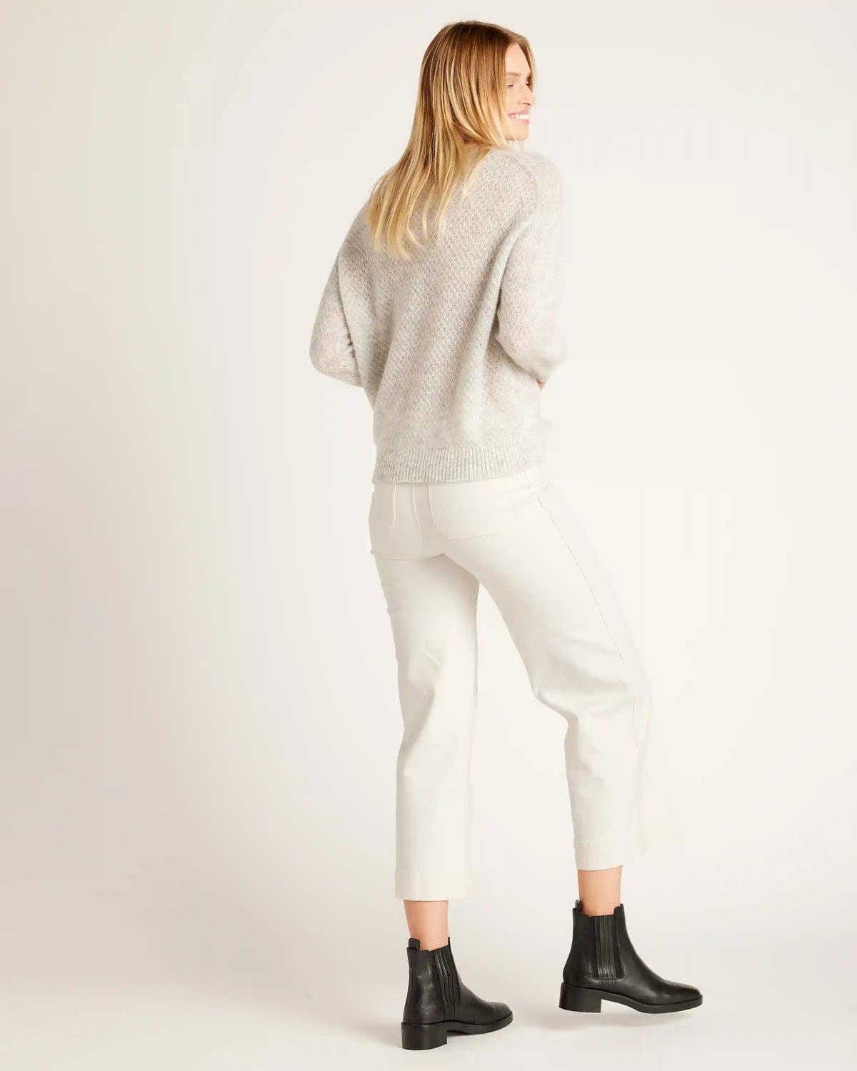 Baby Alpaca-Wool Diamond Stitch Crew