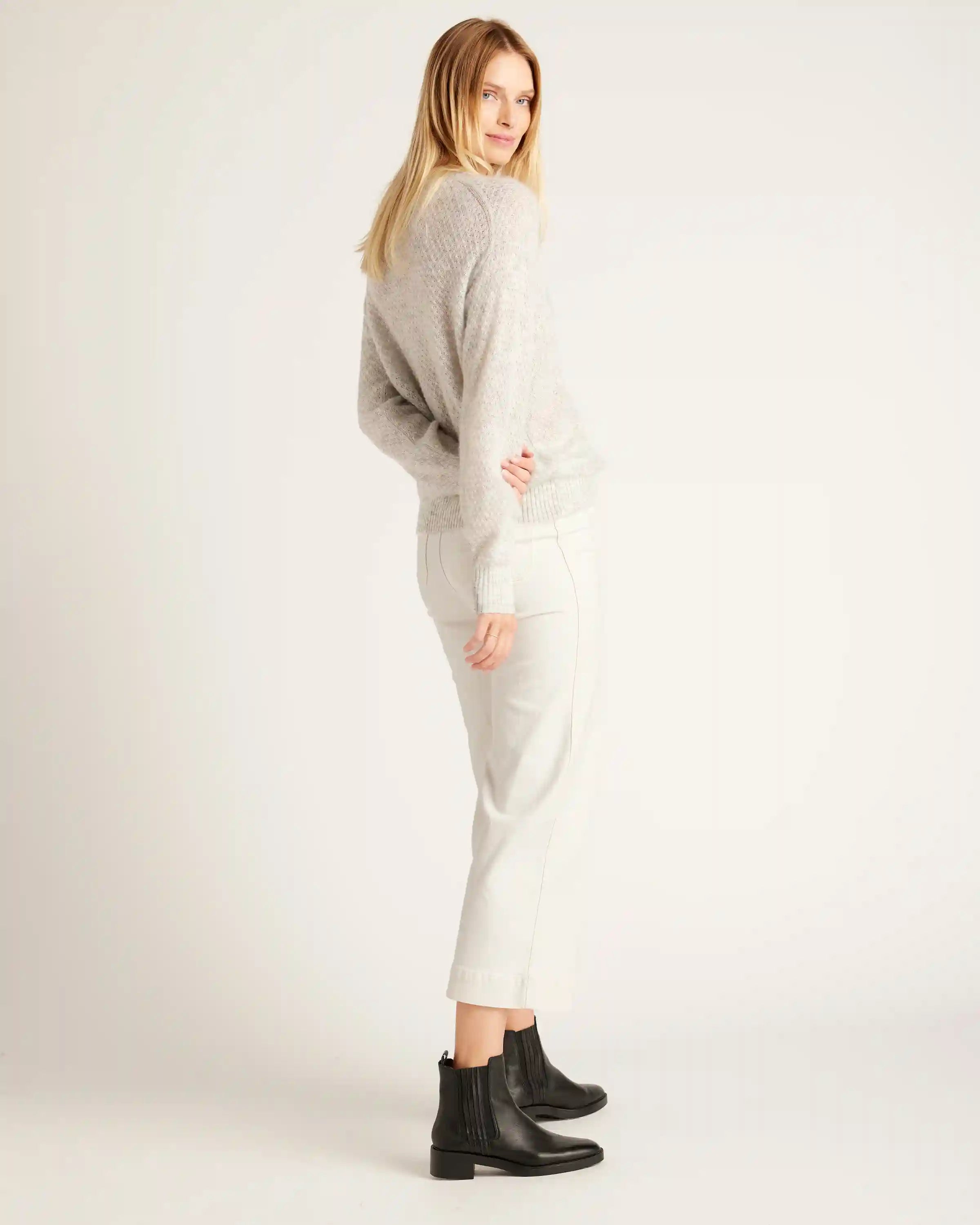 Baby Alpaca-Wool Diamond Stitch Crew