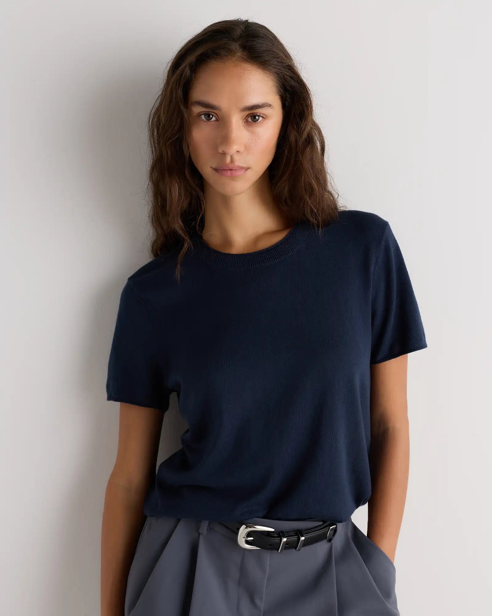 Lightweight Cotton Cashmere Relaxed Sweater Tee