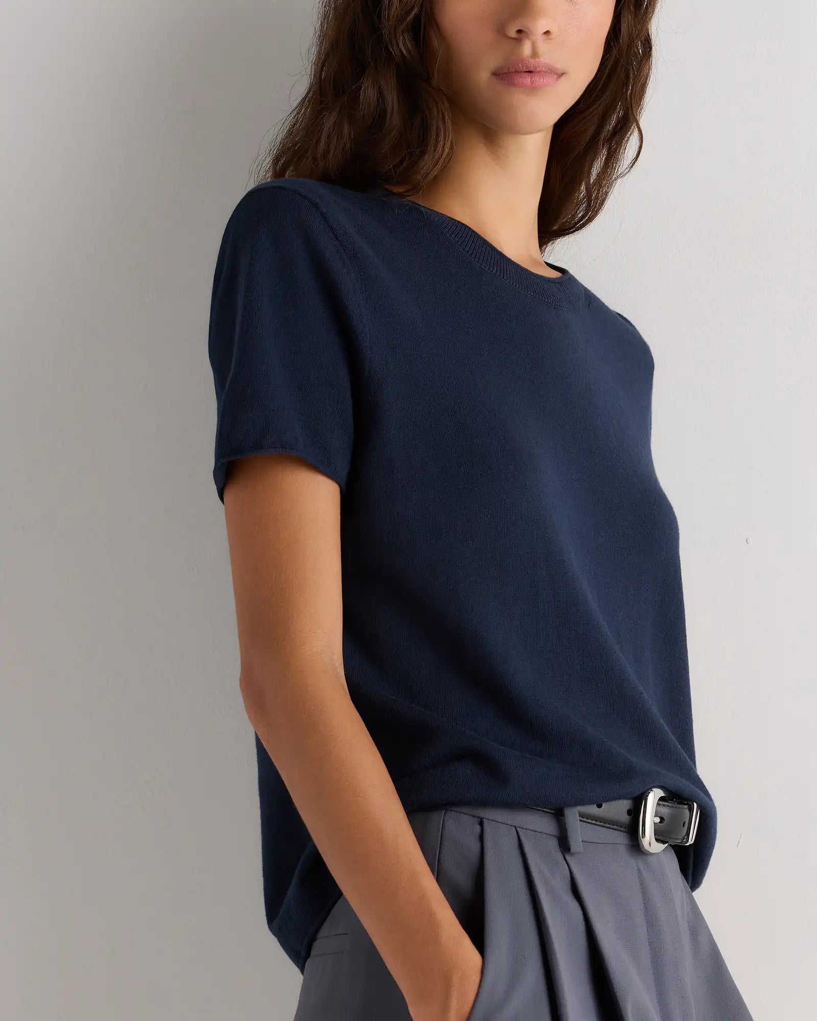 Lightweight Cotton Cashmere Relaxed Sweater Tee