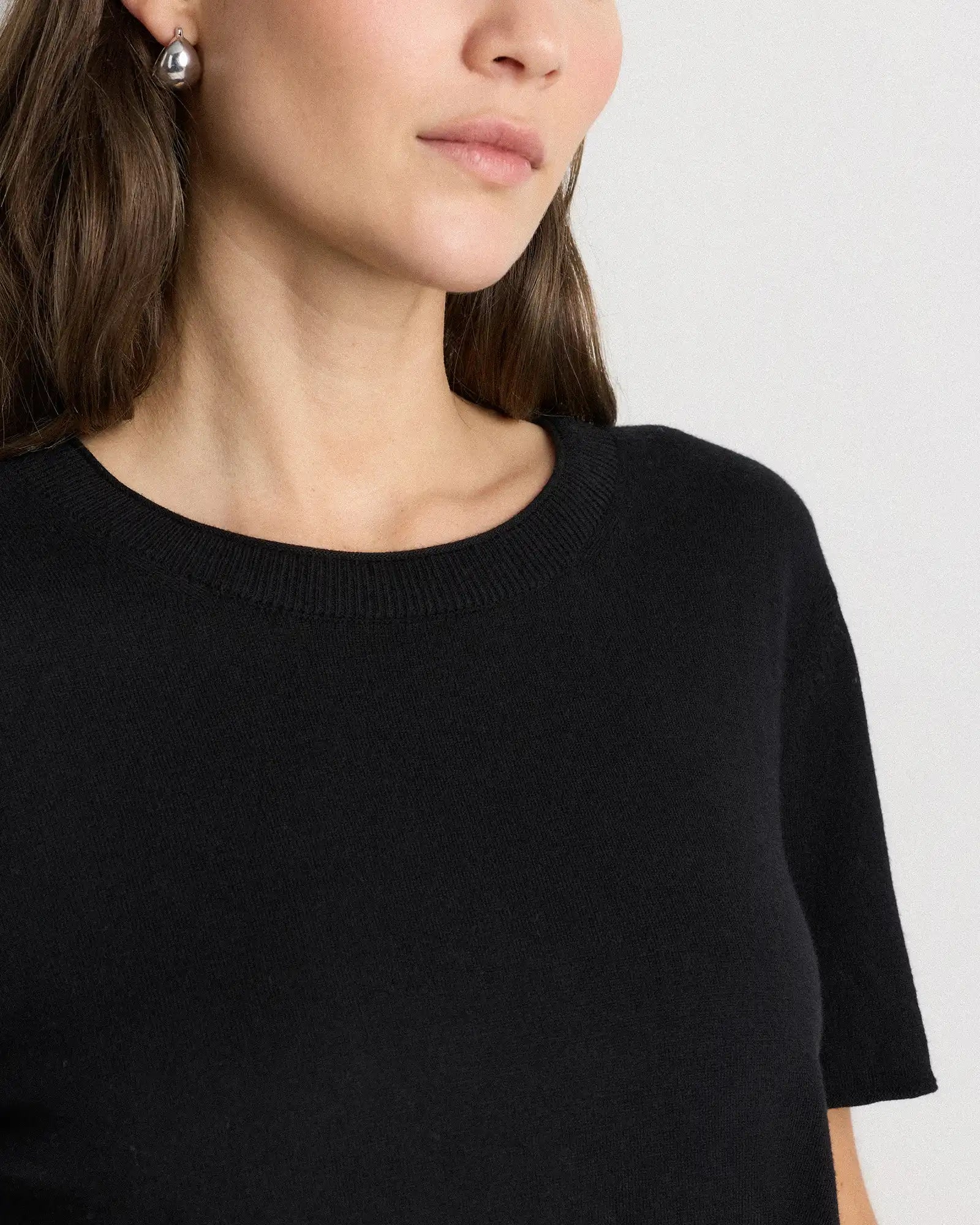 Lightweight Cotton Cashmere Relaxed Sweater Tee