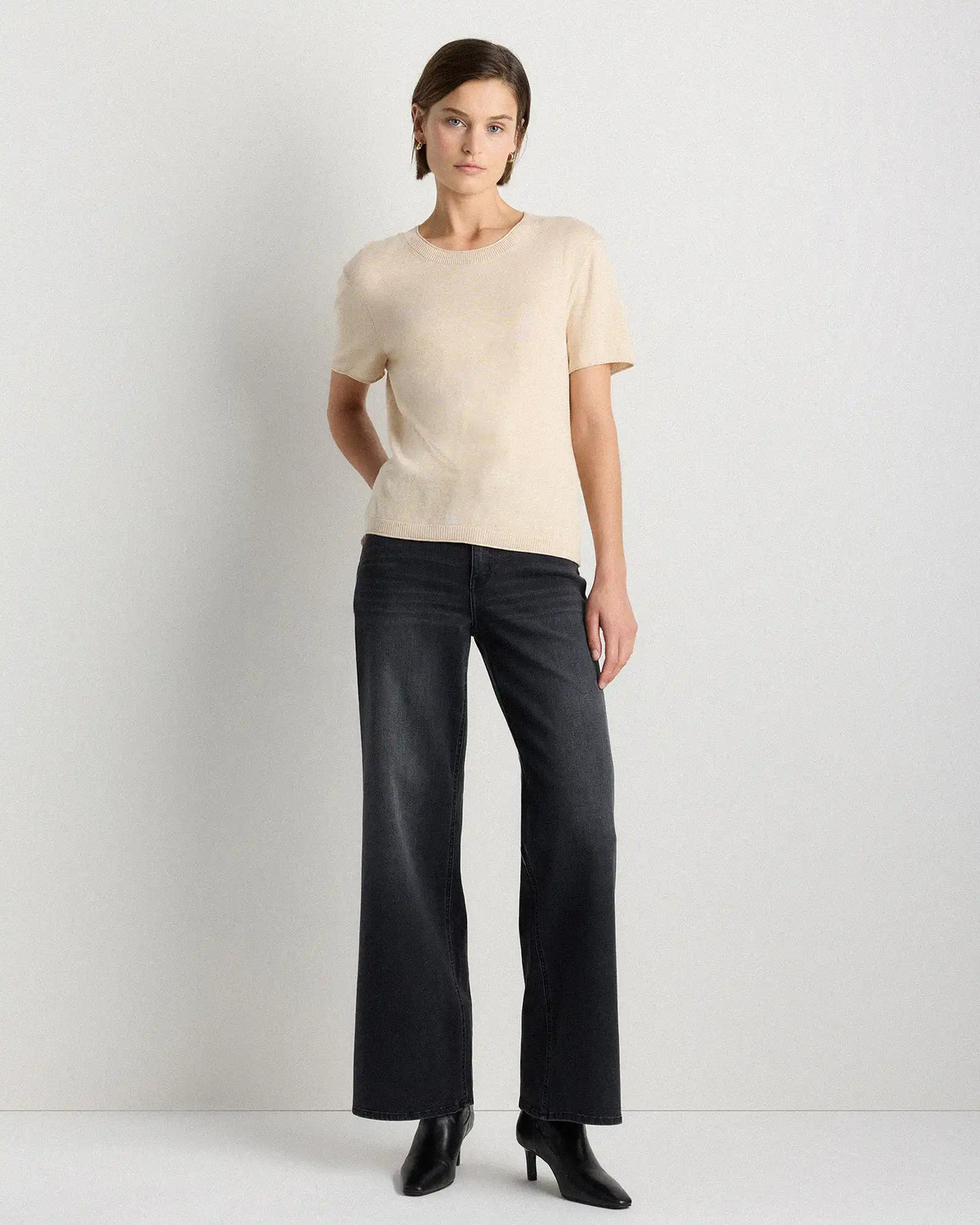 Lightweight Cotton Cashmere Relaxed Sweater Tee