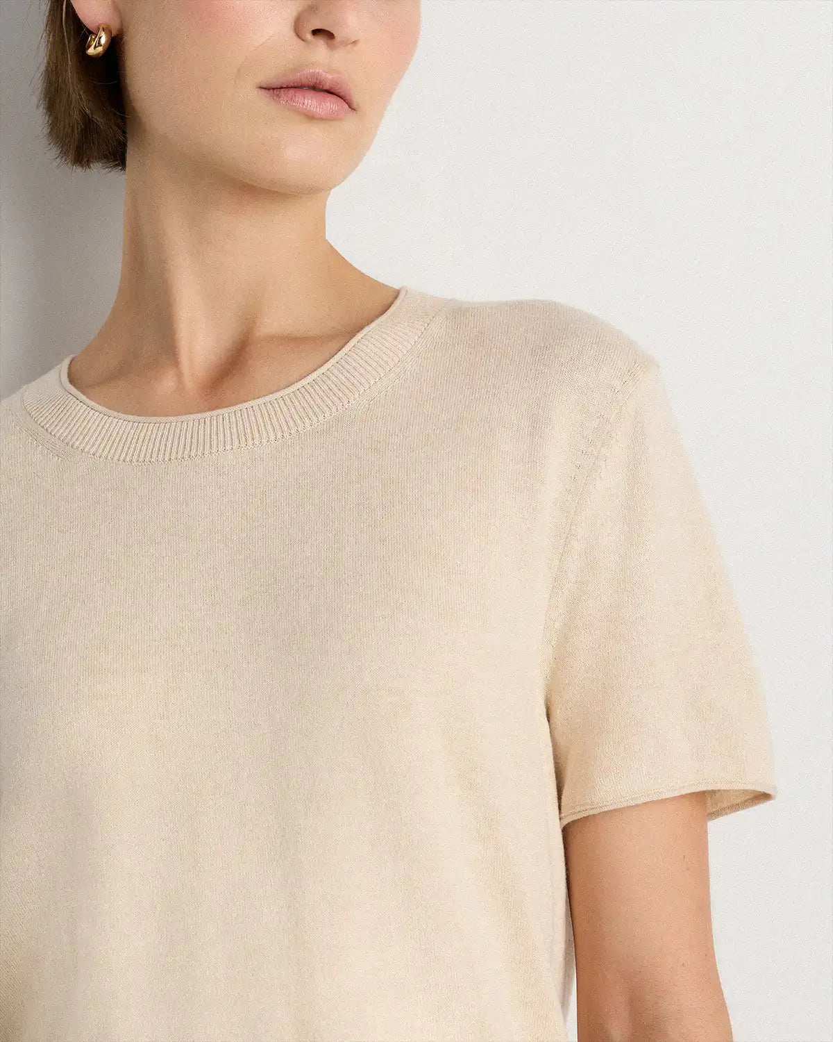Lightweight Cotton Cashmere Relaxed Sweater Tee