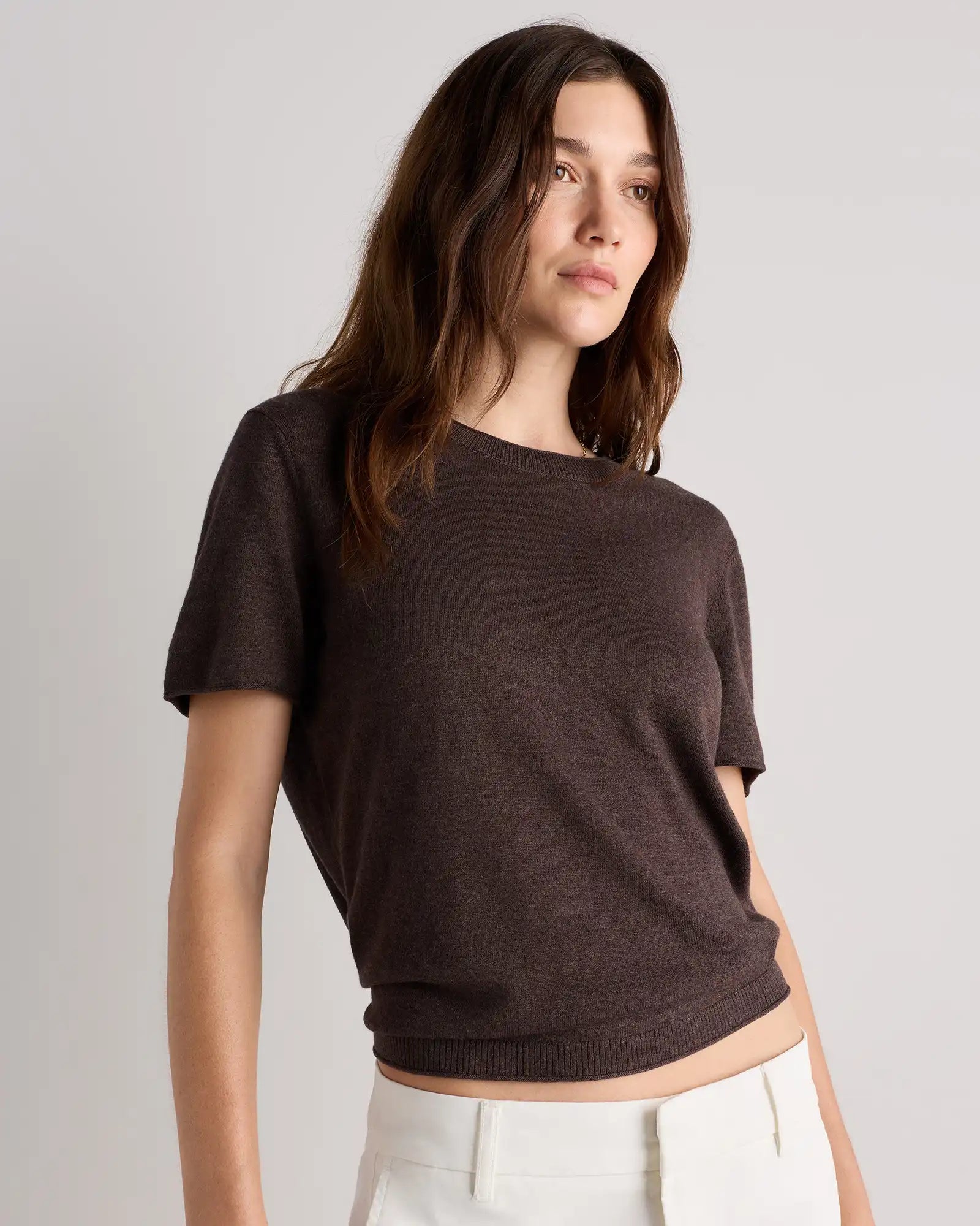 Lightweight Cotton Cashmere Relaxed Sweater Tee