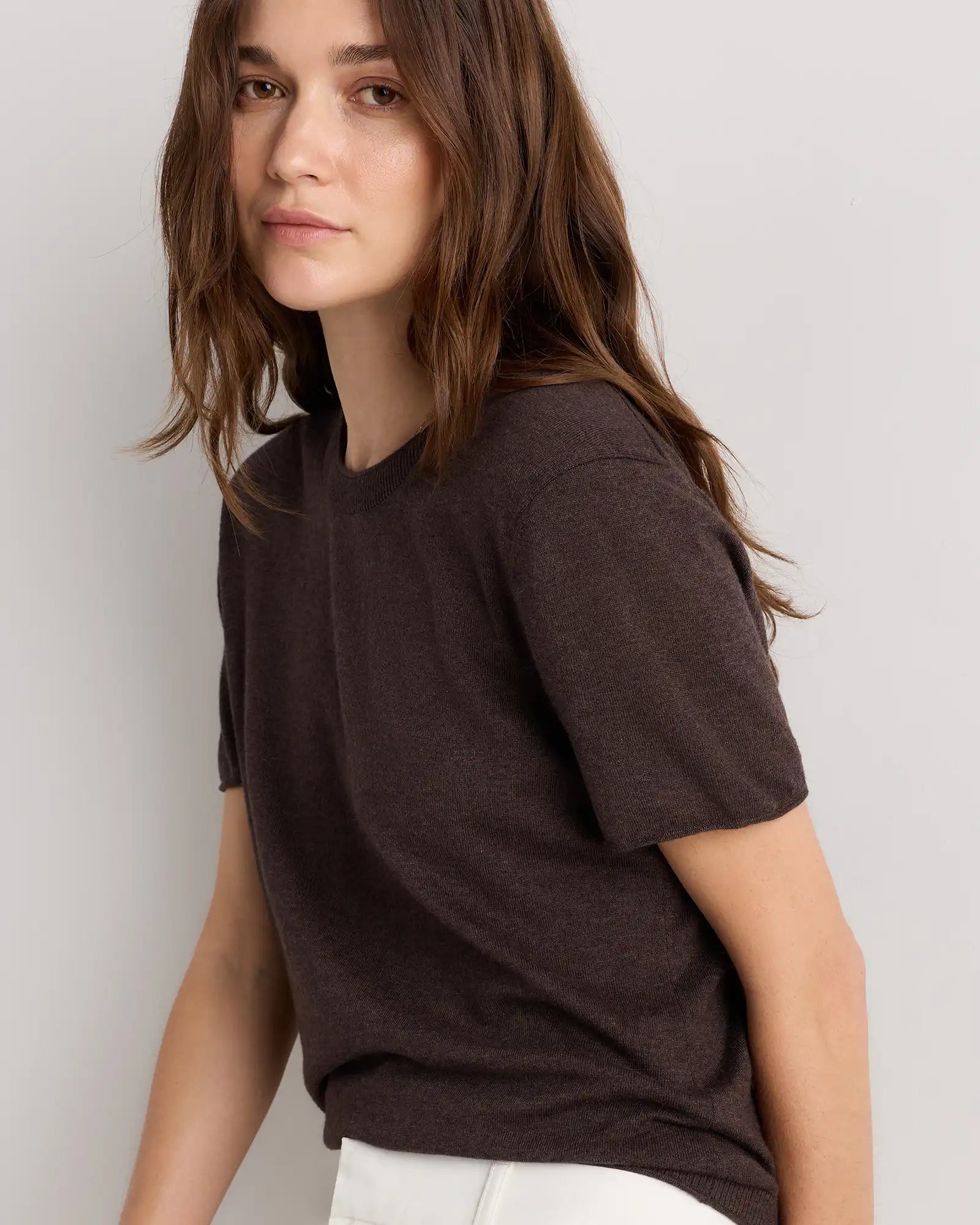 Lightweight Cotton Cashmere Relaxed Sweater Tee