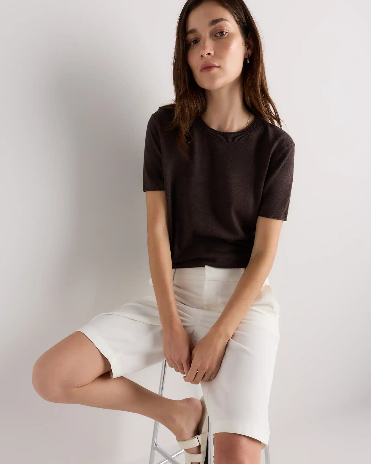 Lightweight Cotton Cashmere Relaxed Sweater Tee