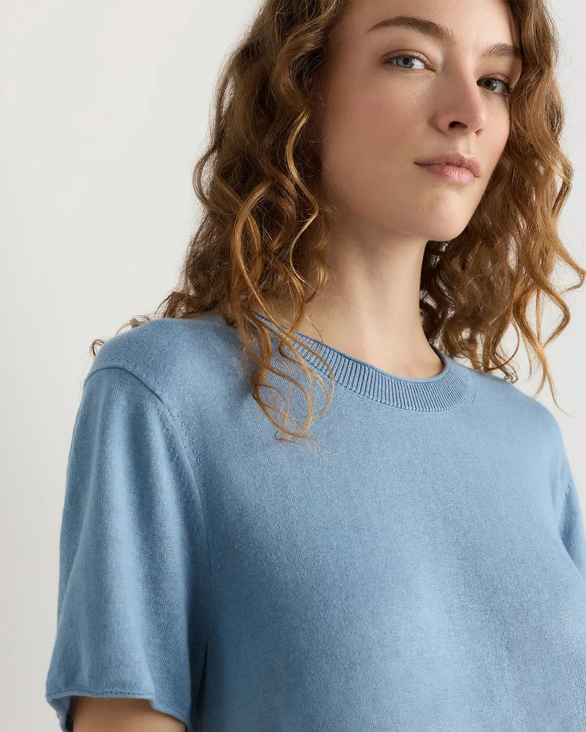Lightweight Cotton Cashmere Relaxed Sweater Tee